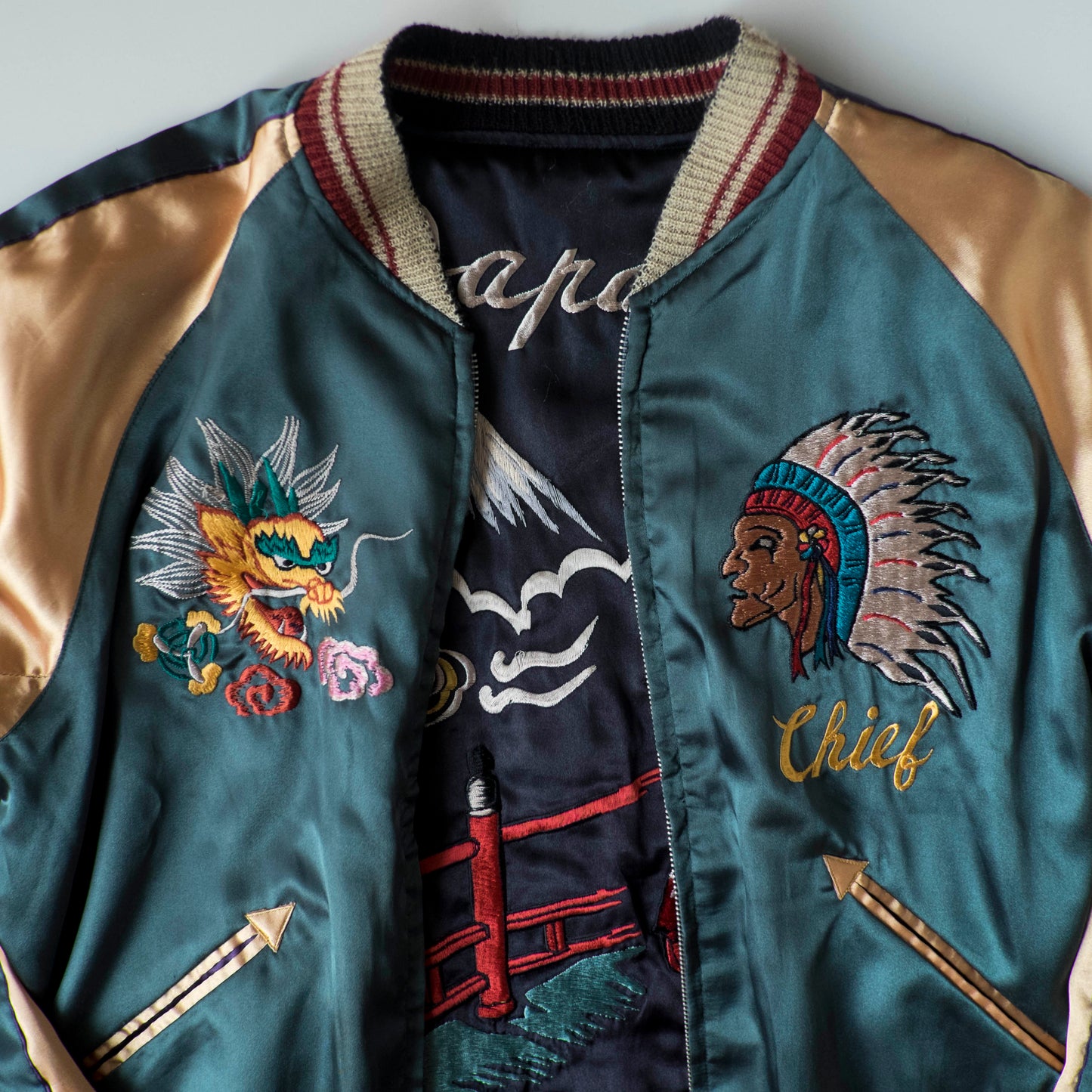 Vintage 2007 Tailor Toyo TT11381 Maiko Chief Reversible Sukajan Japanese Souvenir Jacket Motorcycle Tiger Dragon