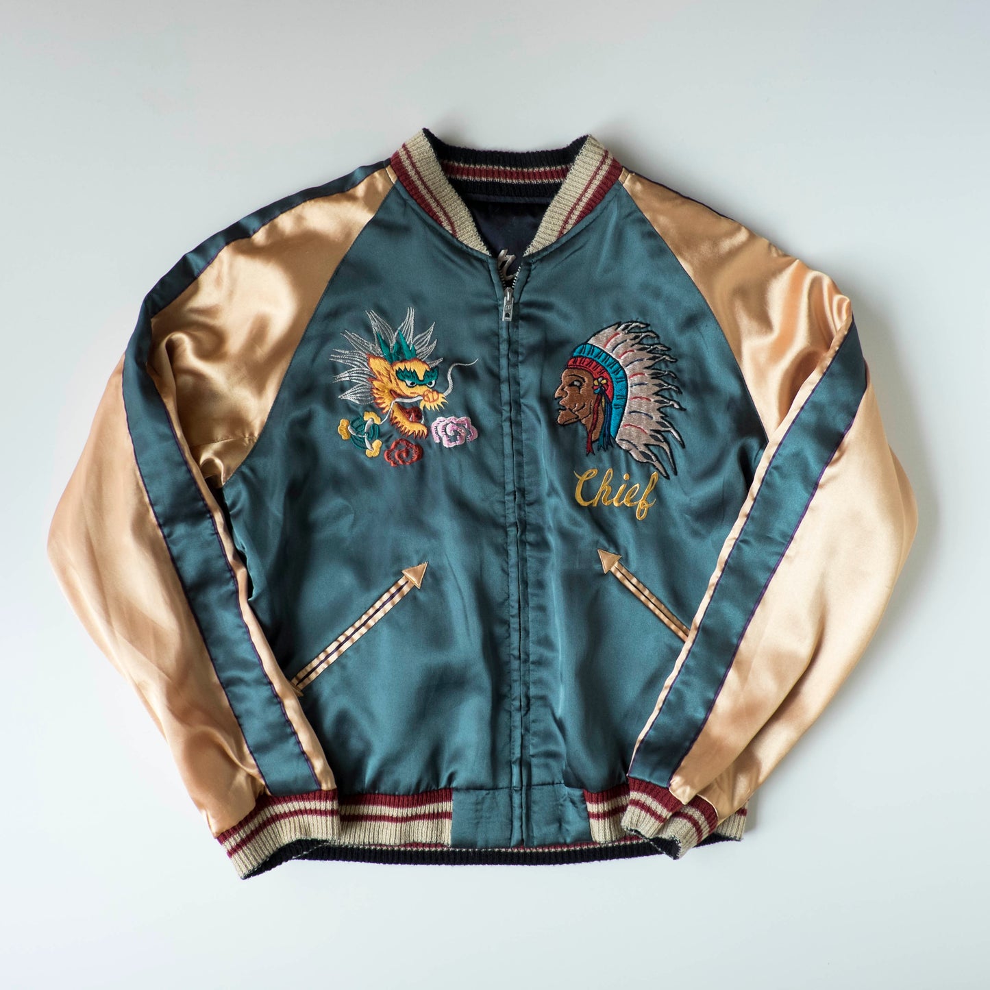Vintage 2007 Tailor Toyo TT11381 Maiko Chief Reversible Sukajan Japanese Souvenir Jacket Motorcycle Tiger Dragon