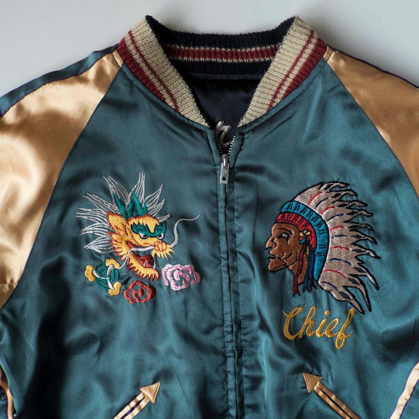 Vintage 2007 Tailor Toyo TT11381 Maiko Chief Reversible Sukajan Japanese Souvenir Jacket Motorcycle Tiger Dragon