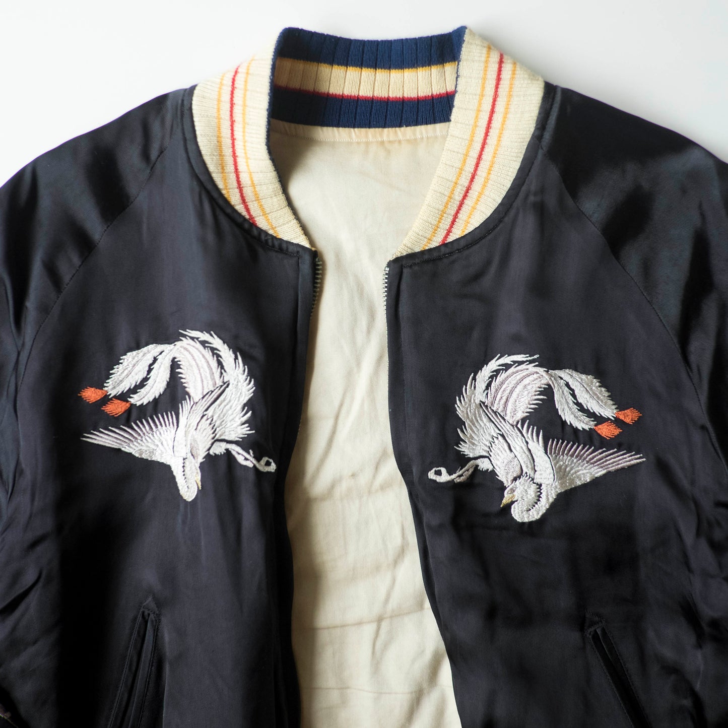 The Iconic Japanese Embroidered PHERROW'S Vintage Reversible Sukajan Jacket S Tokyo Matsuri Mikoshi Crane Embroidered Japanese Souvenir Bomber