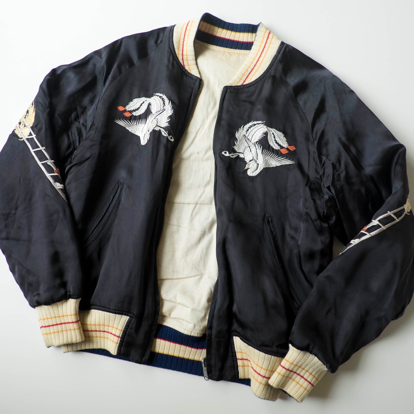 PHERROW’S Vintage Reversible Sukajan Jacket S Tokyo Matsuri Mikoshi Crane Embroidered Japanese Souvenir Bomber