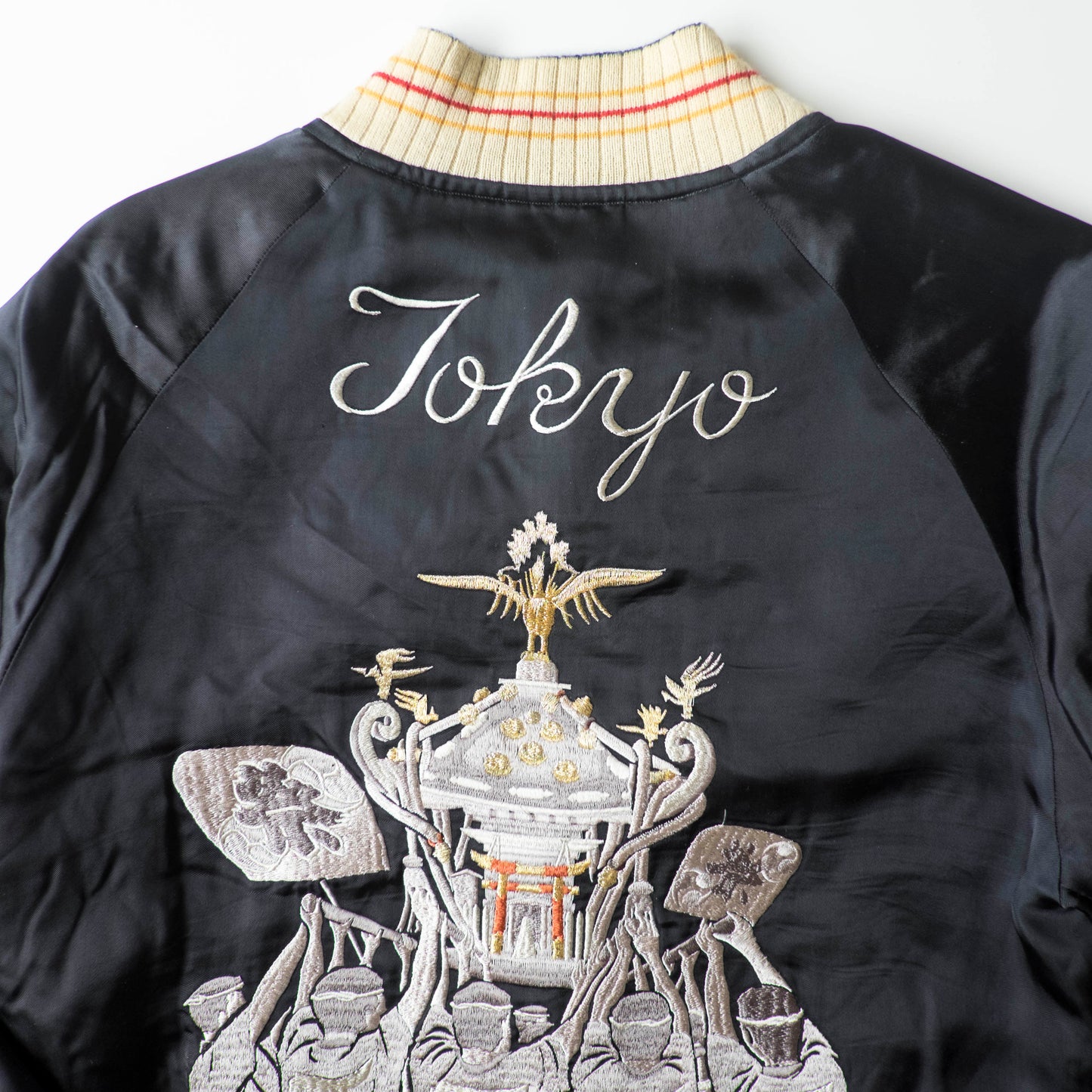 The Iconic Japanese Embroidered PHERROW'S Vintage Reversible Sukajan Jacket S Tokyo Matsuri Mikoshi Crane Embroidered Japanese Souvenir Bomber