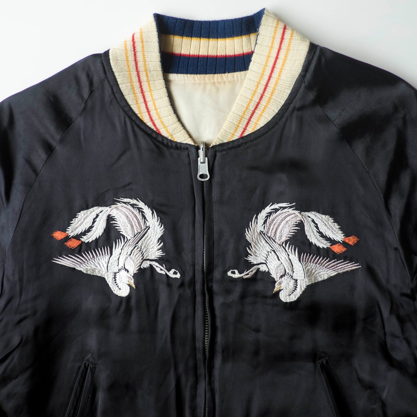 The Iconic Japanese Embroidered PHERROW'S Vintage Reversible Sukajan Jacket S Tokyo Matsuri Mikoshi Crane Embroidered Japanese Souvenir Bomber