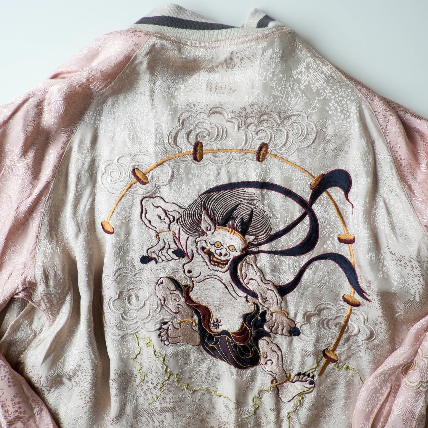 Vintage Reversible Fujin Raijin Sukajan Jacket Japanese Wind Thunder Gods Embroidered Yokosuka Bomber
