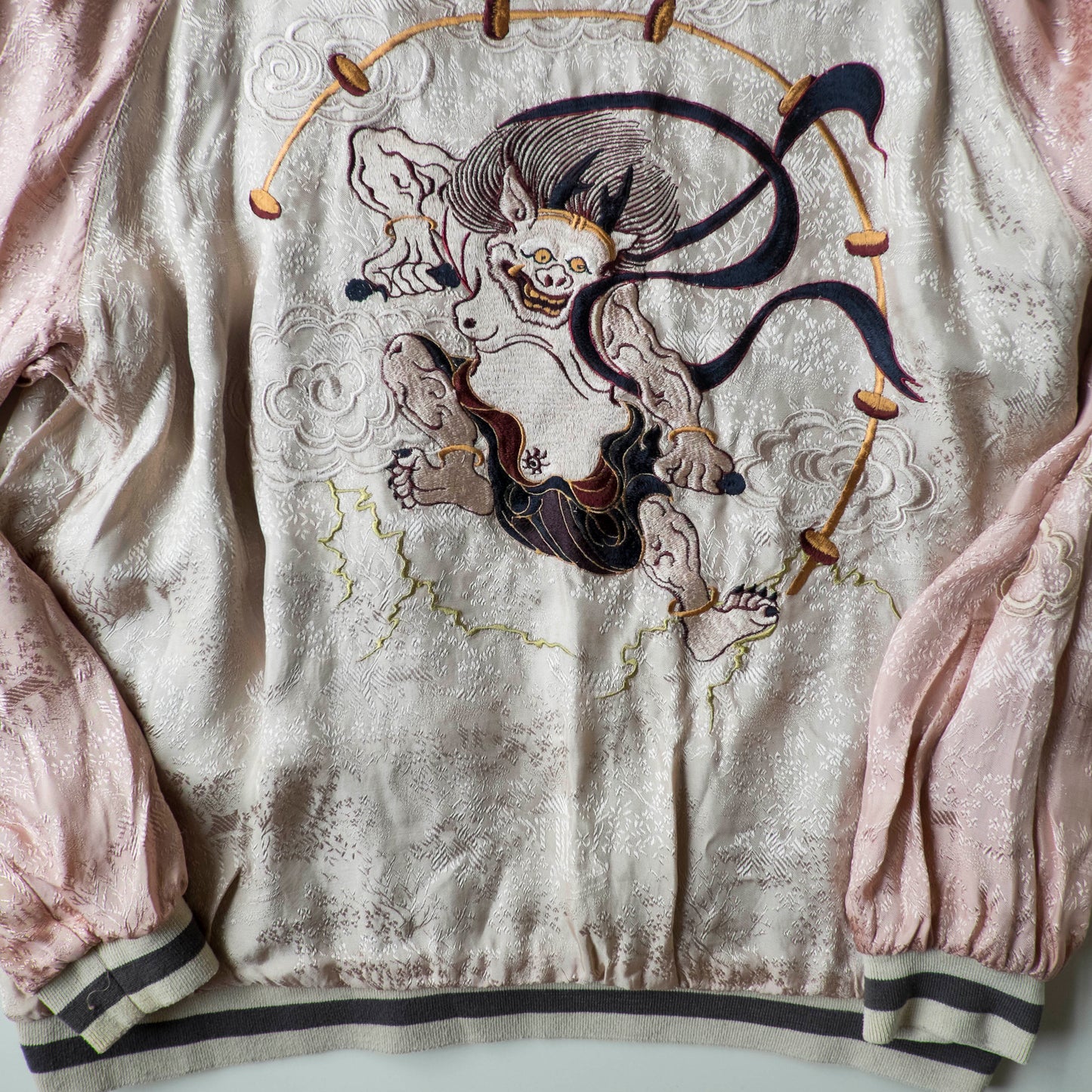 Vintage Reversible Fujin Raijin Sukajan Jacket Japanese Wind Thunder Gods Embroidered Yokosuka Bomber