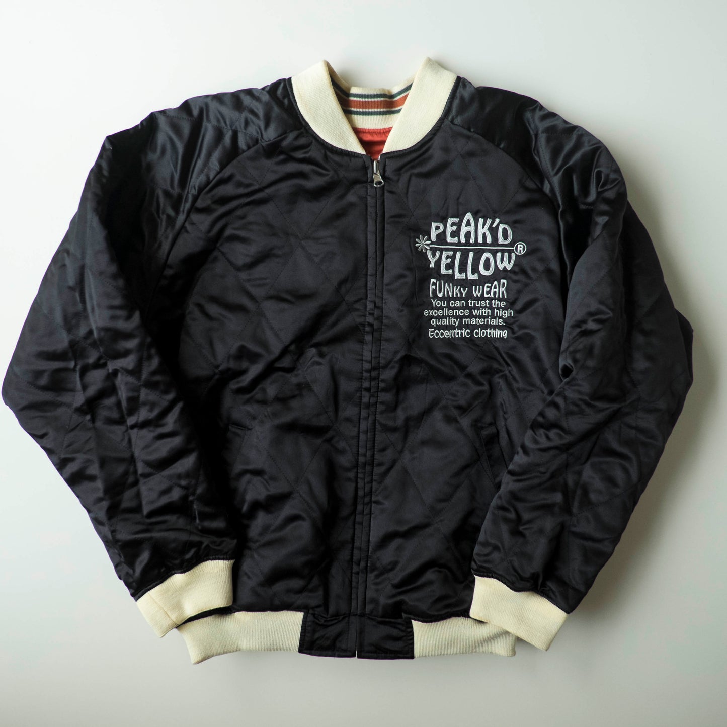 Vintage Tedman Ted Company Peak'd Yellow Kiss My Tattoo Reversible Sukajan Anego Singer Panther Embroidered Japanese Bomber Jacket M-L