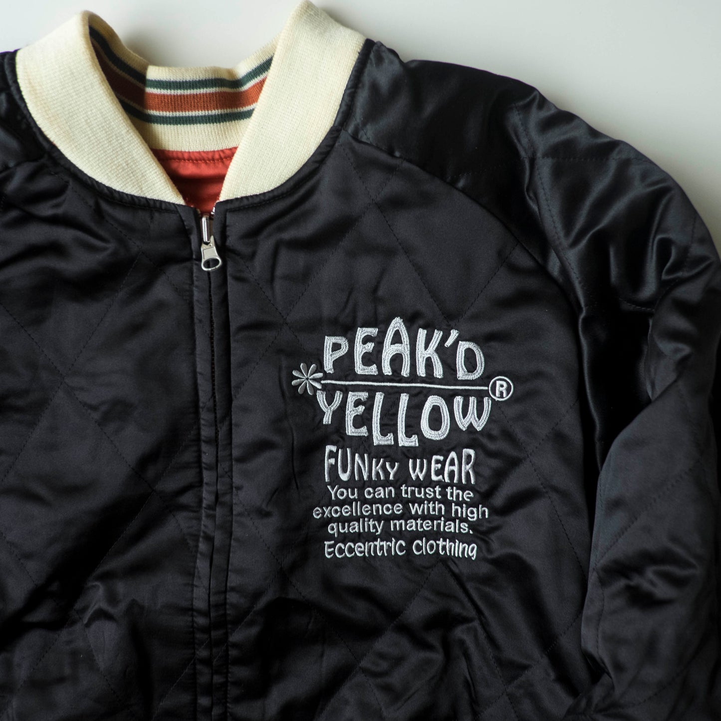 Vintage Tedman Ted Company Peak'd Yellow Kiss My Tattoo Reversible Sukajan Anego Singer Panther Embroidered Japanese Bomber Jacket M-L