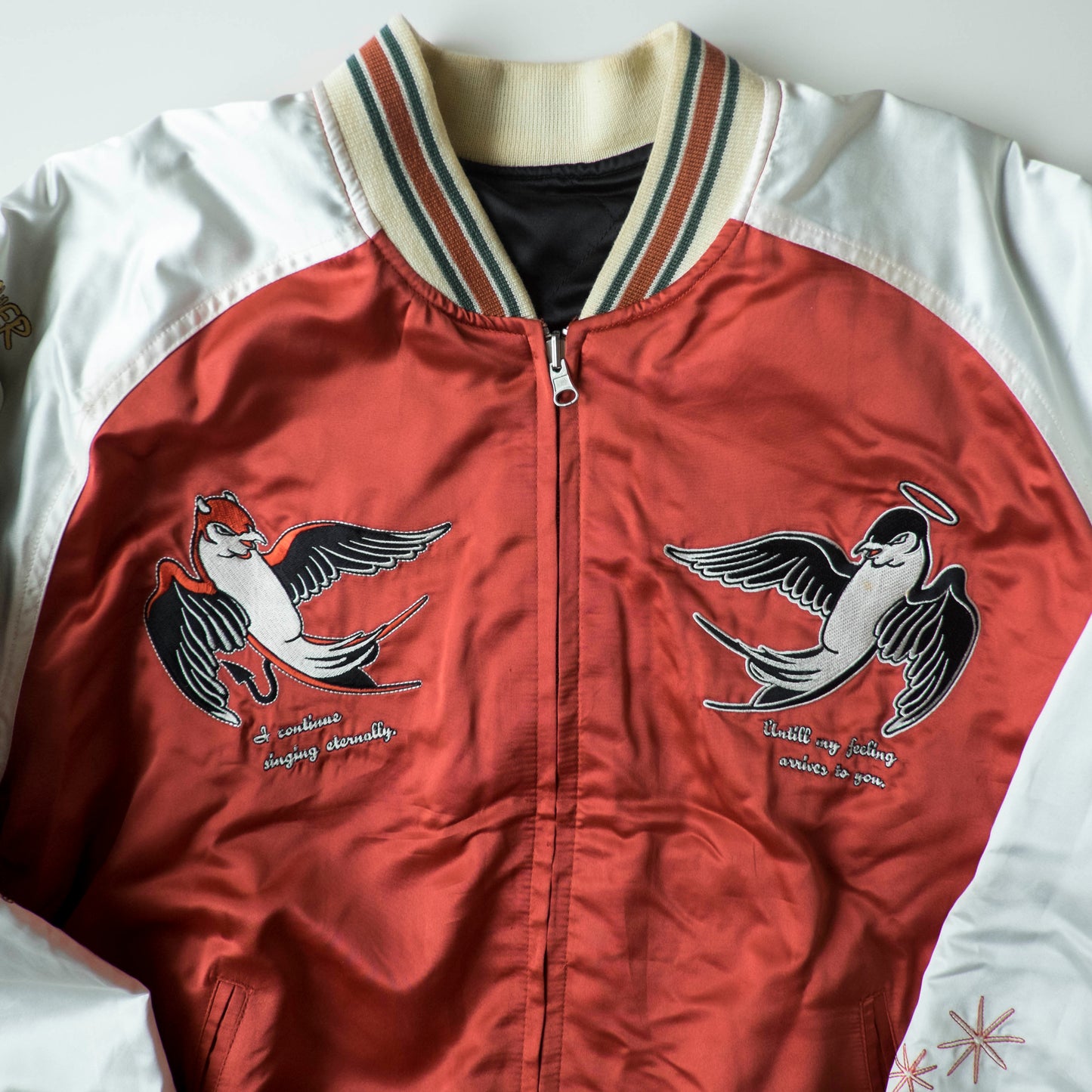 Vintage Tedman Ted Company Peak'd Yellow Kiss My Tattoo Reversible Sukajan Anego Singer Panther Embroidered Japanese Bomber Jacket M-L