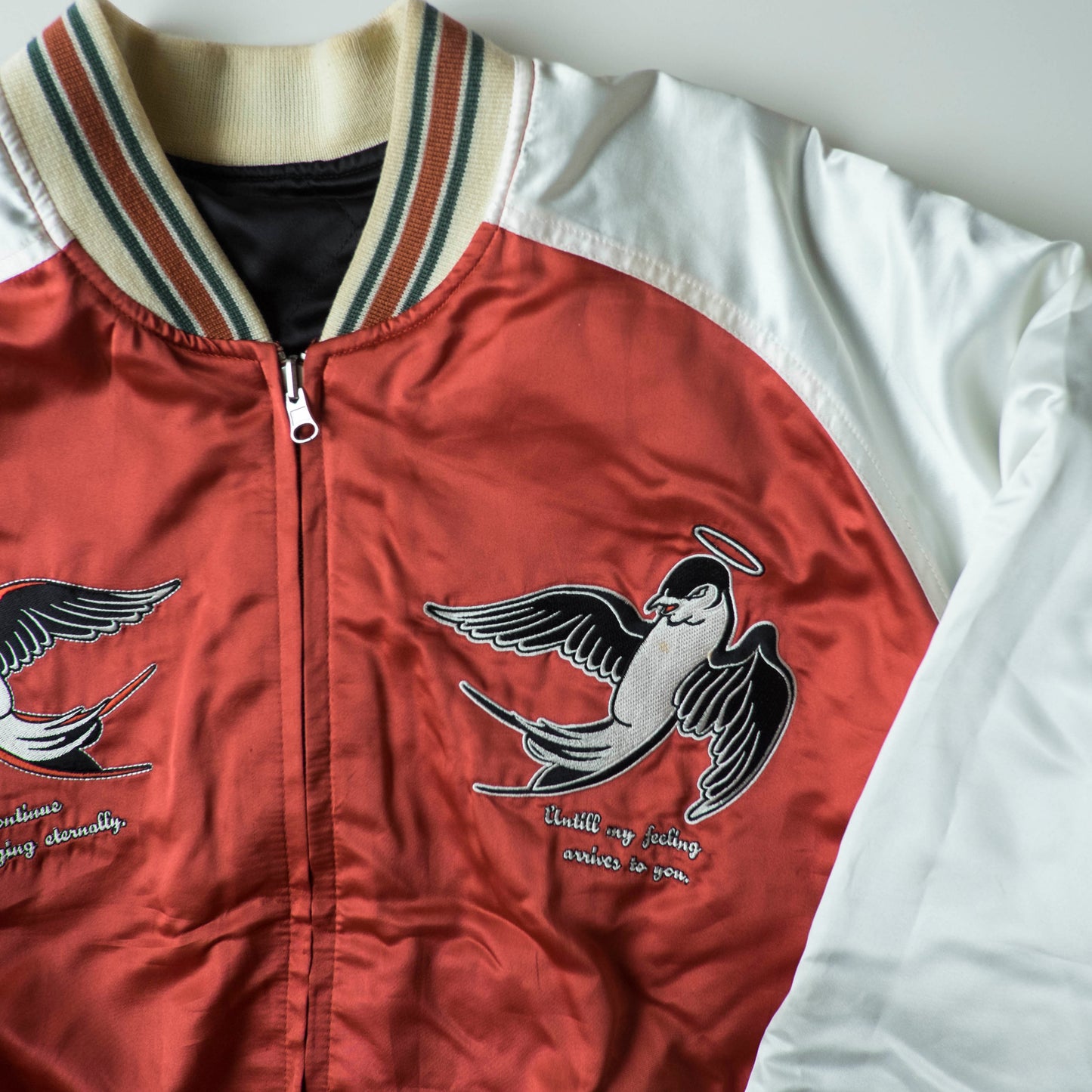 Vintage Tedman Ted Company Peak'd Yellow Kiss My Tattoo Reversible Sukajan Anego Singer Panther Embroidered Japanese Bomber Jacket M-L