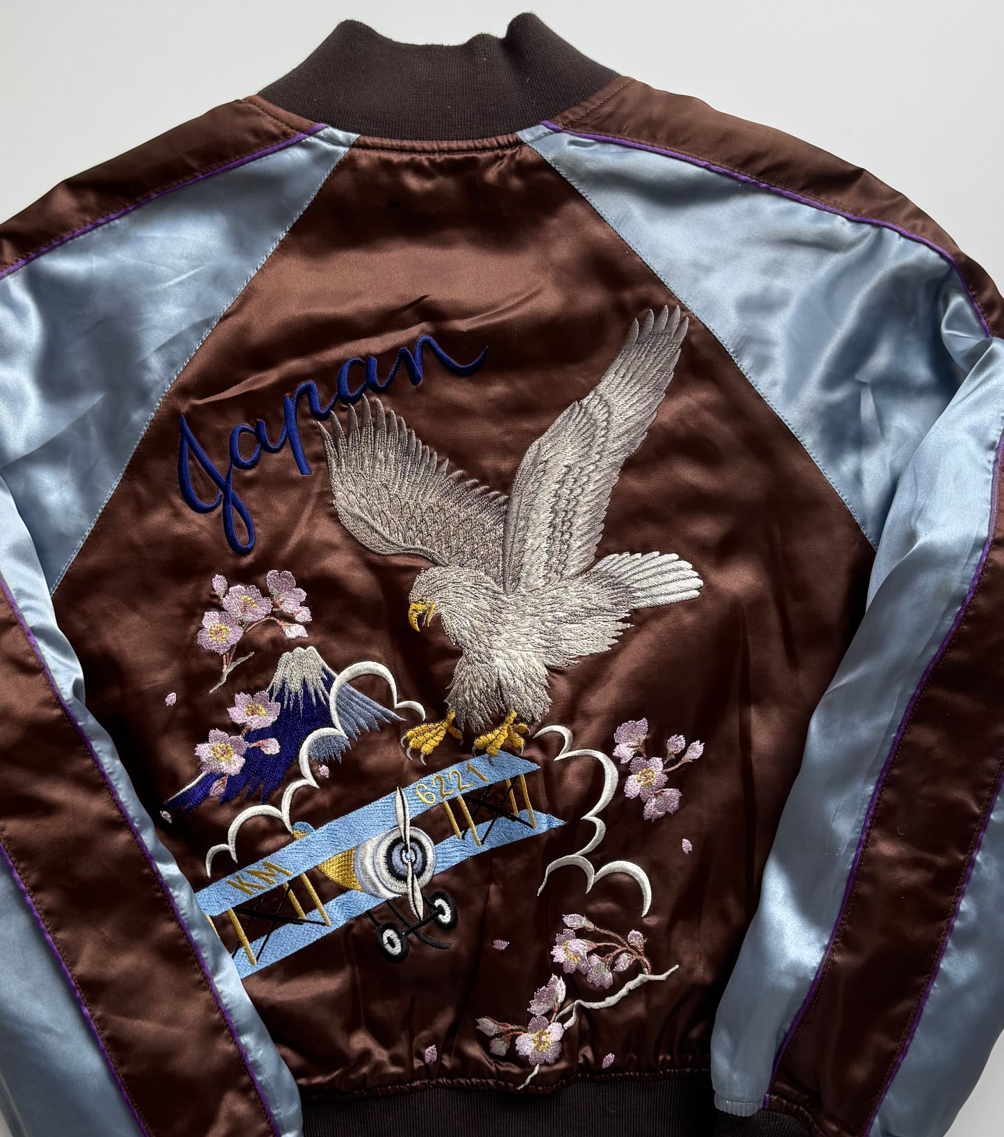 Rare Keita Maruyama Tokyo Paris Sukajan Size S Eagle Biplane Mt Fuji Sakura Embroidered Japanese Souvenir Jacket