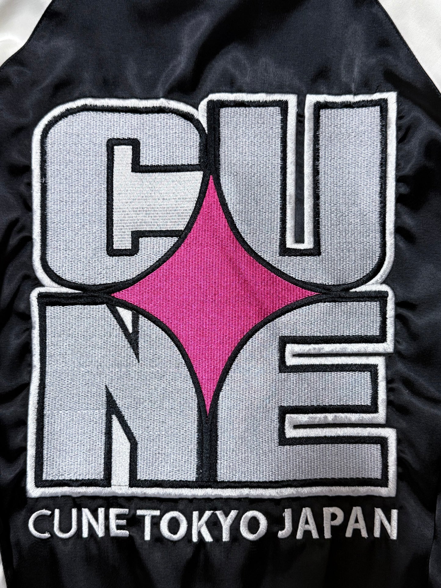 Vintage CUNE Reversible Sukajan Jacket Pink Rabbit Skull Roses Revolver Embroidered Japanese Satin Bomber Free Size