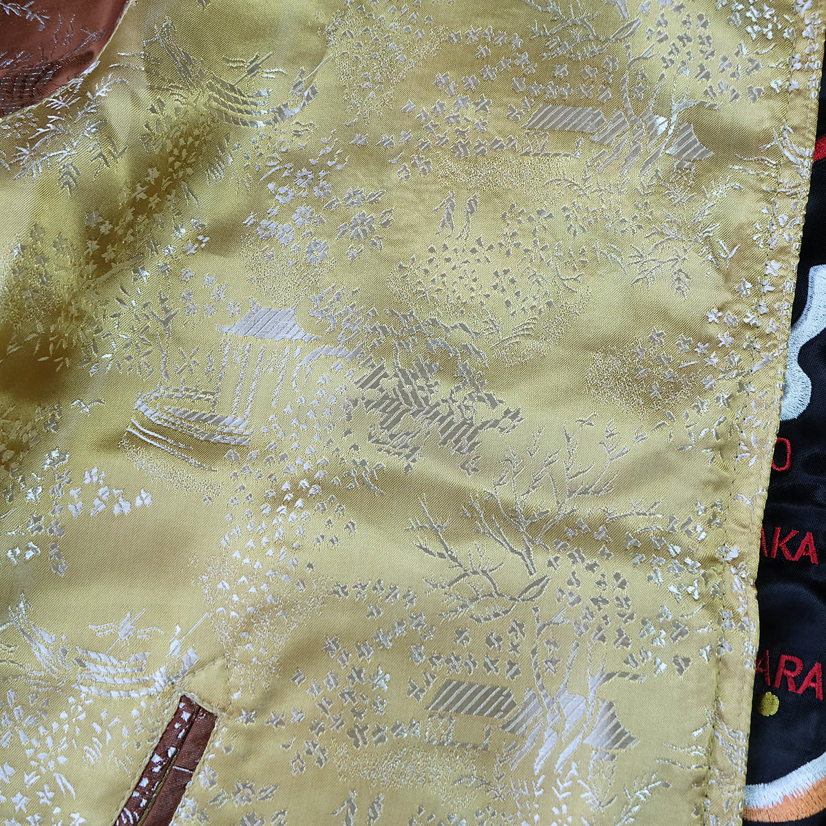 Vintage Casper the Friendly Ghost Japan Map Reversible Sukajan Souvenir Jacket | Witch Broom Cherry Blossom Brocade Bomber