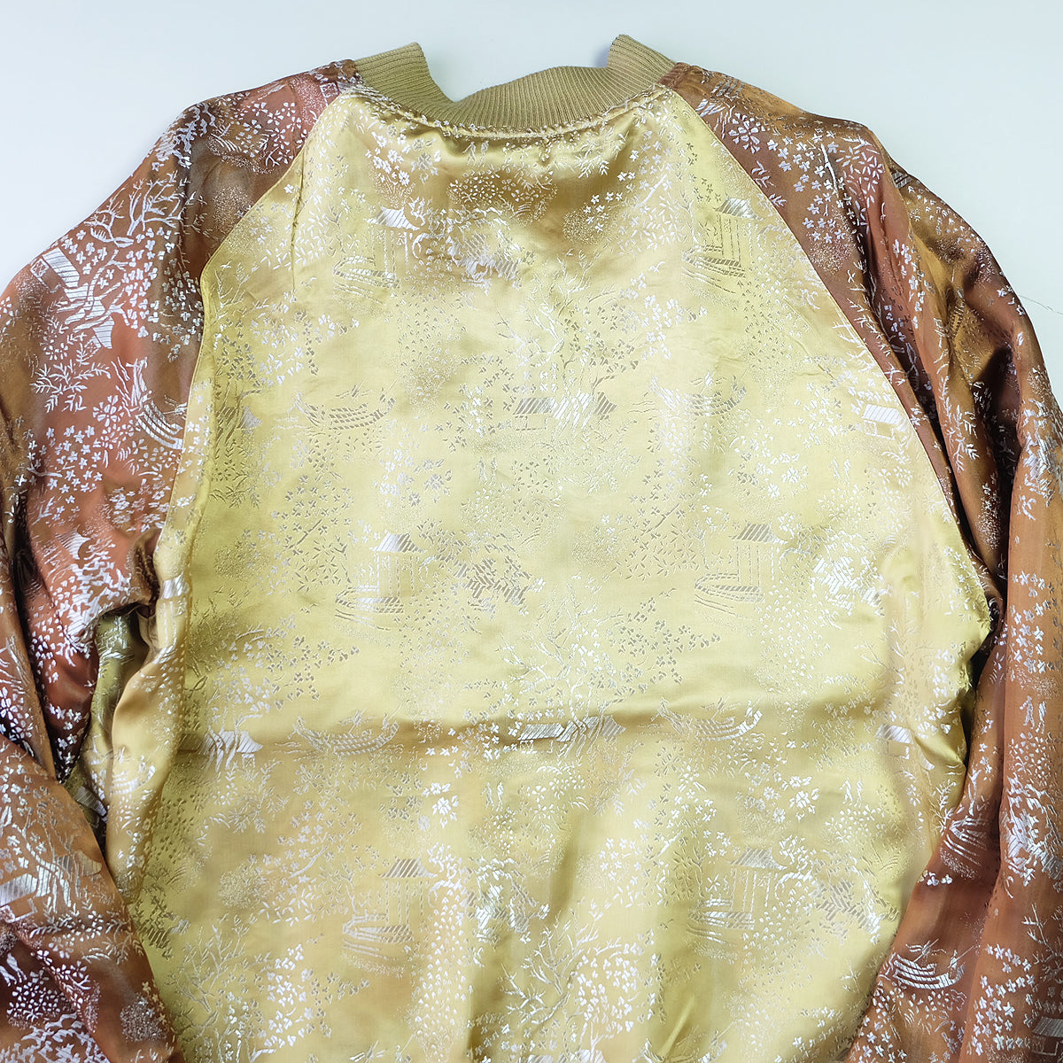 Vintage Casper the Friendly Ghost Japan Map Reversible Sukajan Souvenir Jacket | Witch Broom Cherry Blossom Brocade Bomber