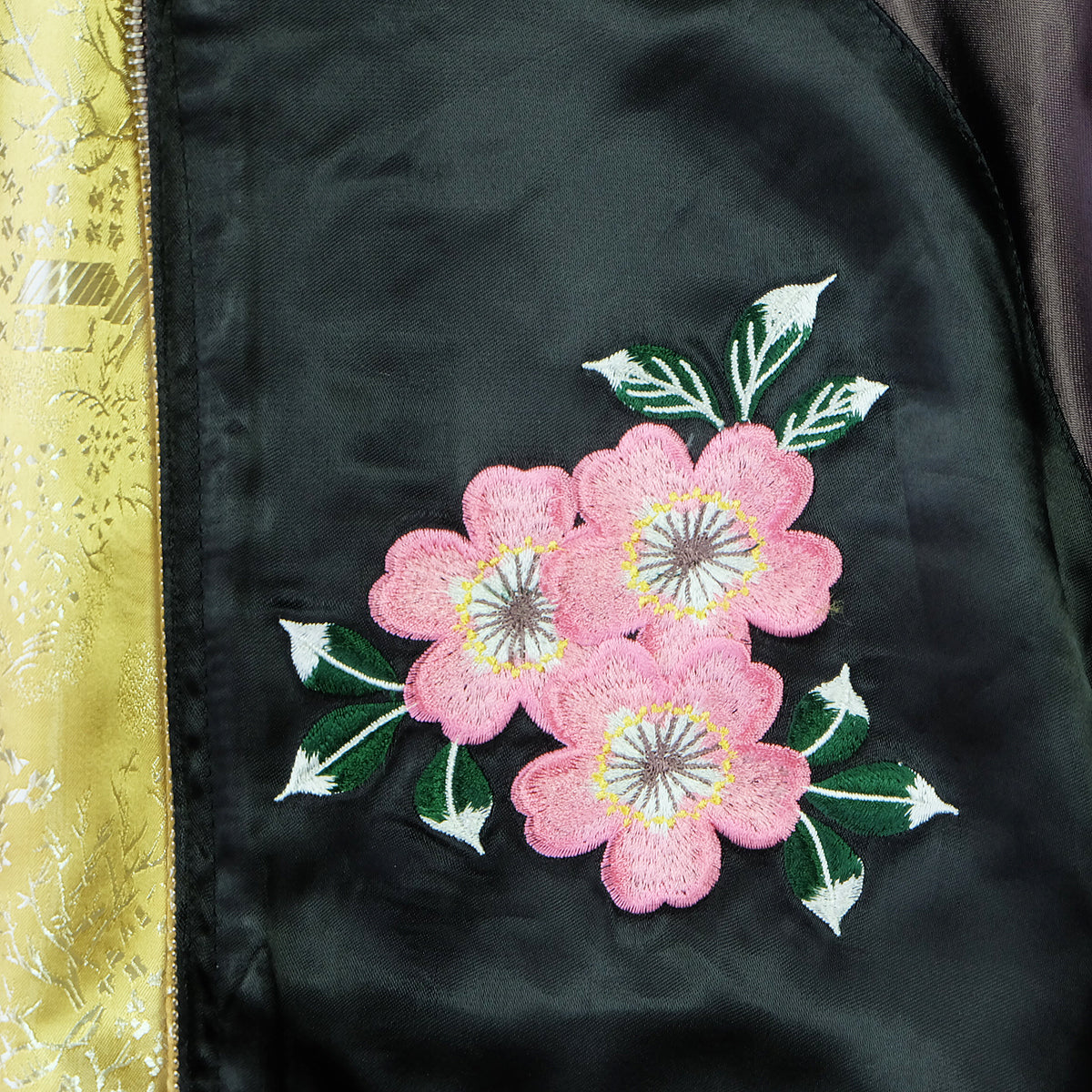 Vintage Casper the Friendly Ghost Japan Map Reversible Sukajan Souvenir Jacket | Witch Broom Cherry Blossom Brocade Bomber