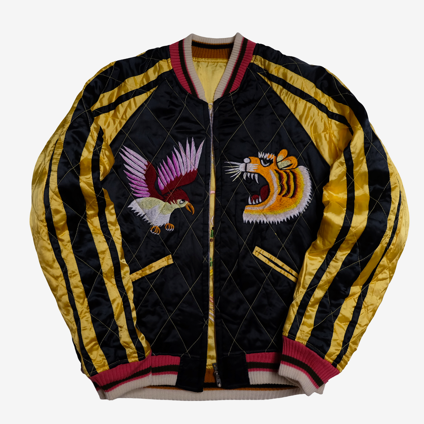 CAB Clothing Deluxe Reversible Sukajan Japan Map Twin Dragon Eagle Tiger Size M Vintage Japanese Souvenir Jacket