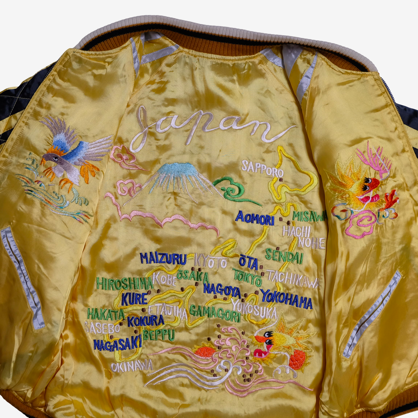 CAB Clothing Deluxe Reversible Sukajan Japan Map Twin Dragon Eagle Tiger Size M Vintage Japanese Souvenir Jacket