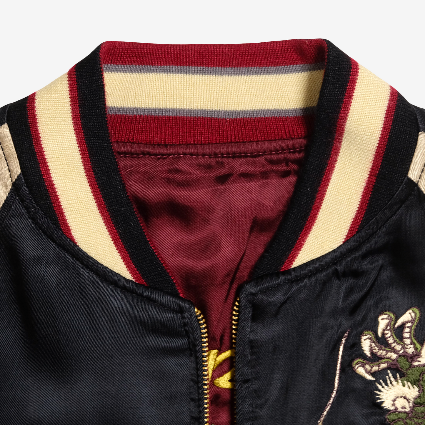 Miyabi Musubi Reversible Sukajan L Japan Map Wisteria Geisha Dragon Embroidered Souvenir Jacket