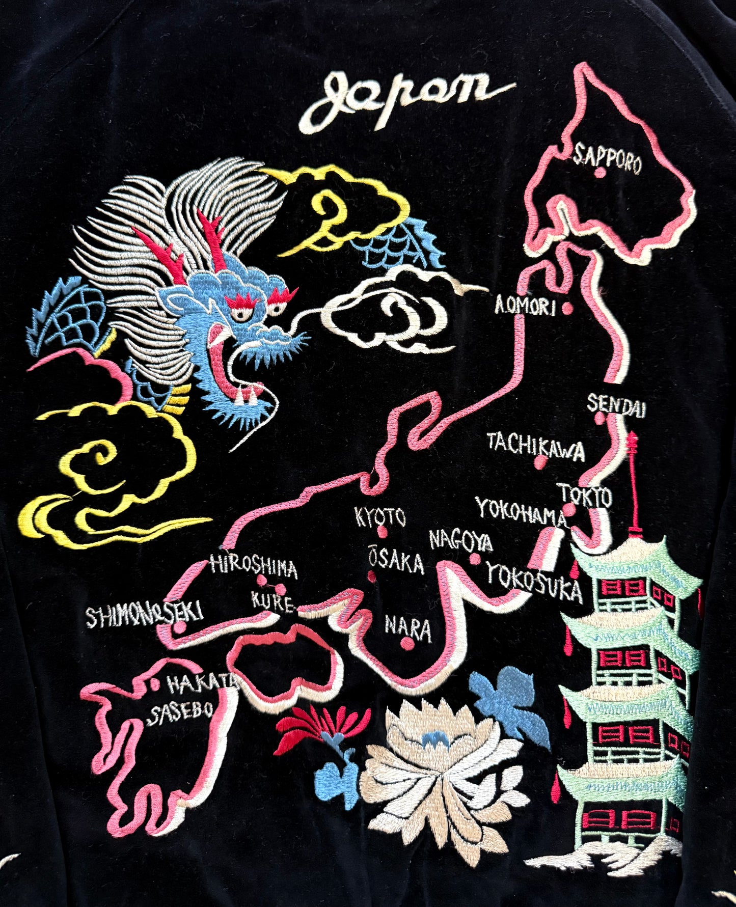 Supre Rare Vintage Tailor Toyo Reversible Sukajan Jacket M Japan Map Tiger Dragon Velvet Souvenir Bomber