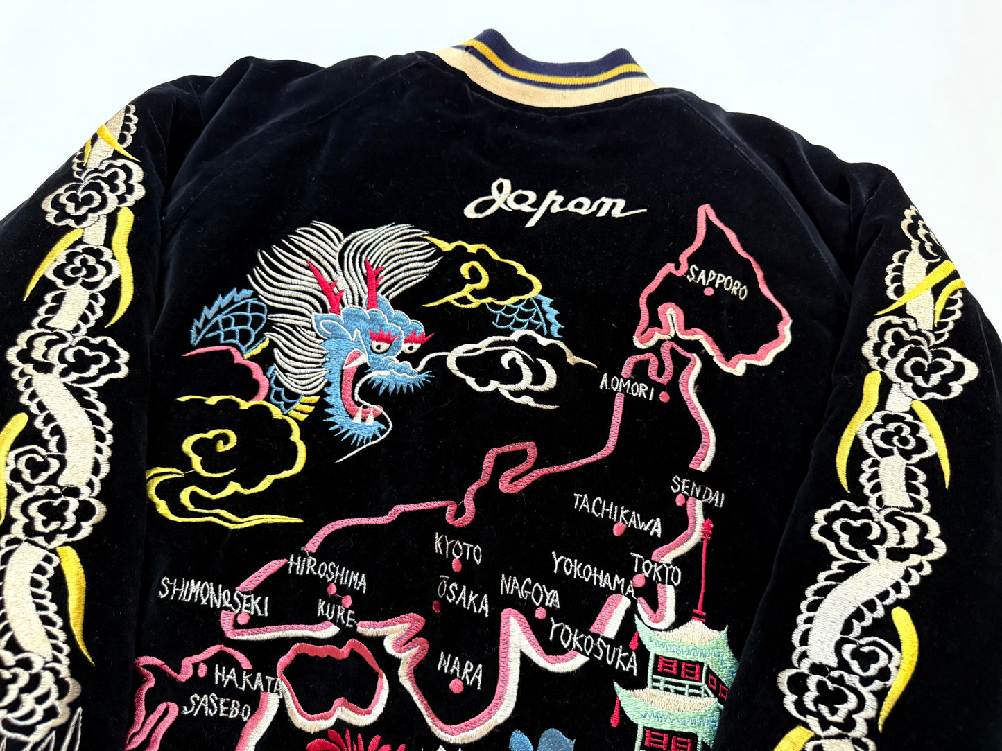 Supre Rare Vintage Tailor Toyo Reversible Sukajan Jacket M Japan Map Tiger Dragon Velvet Souvenir Bomber