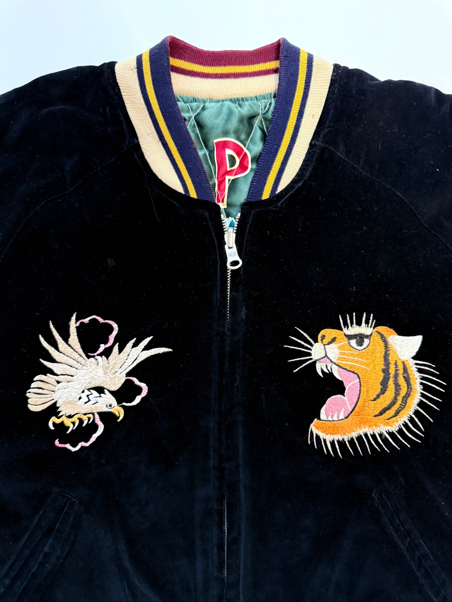 Supre Rare Vintage Tailor Toyo Reversible Sukajan Jacket M Japan Map Tiger Dragon Velvet Souvenir Bomber