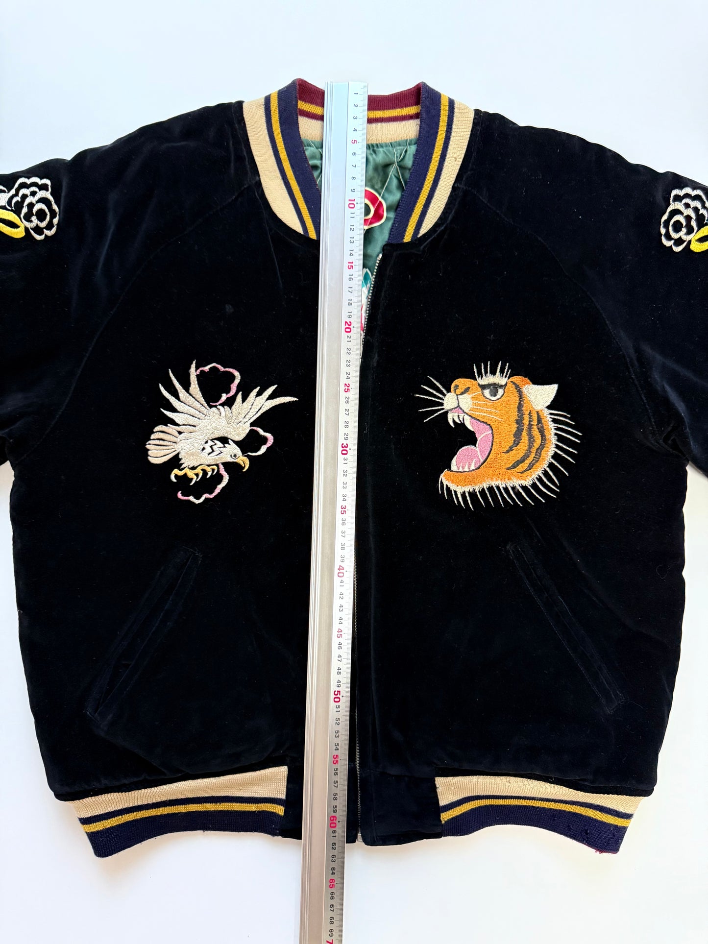Supre Rare Vintage Tailor Toyo Reversible Sukajan Jacket M Japan Map Tiger Dragon Velvet Souvenir Bomber