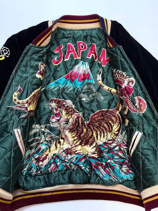 Supre Rare Vintage Tailor Toyo Reversible Sukajan Jacket M Japan Map Tiger Dragon Velvet Souvenir Bomber