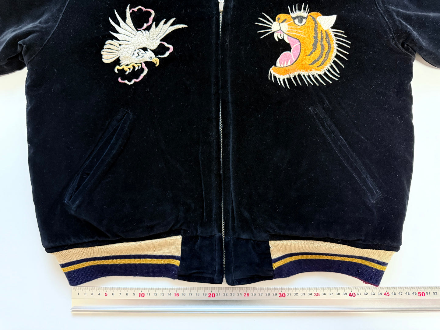 Supre Rare Vintage Tailor Toyo Reversible Sukajan Jacket M Japan Map Tiger Dragon Velvet Souvenir Bomber