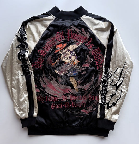 One Piece Portgas D. Ace Reversible Sukajan Jacket XL Anime Embroidered Japanese Souvenir Bomber