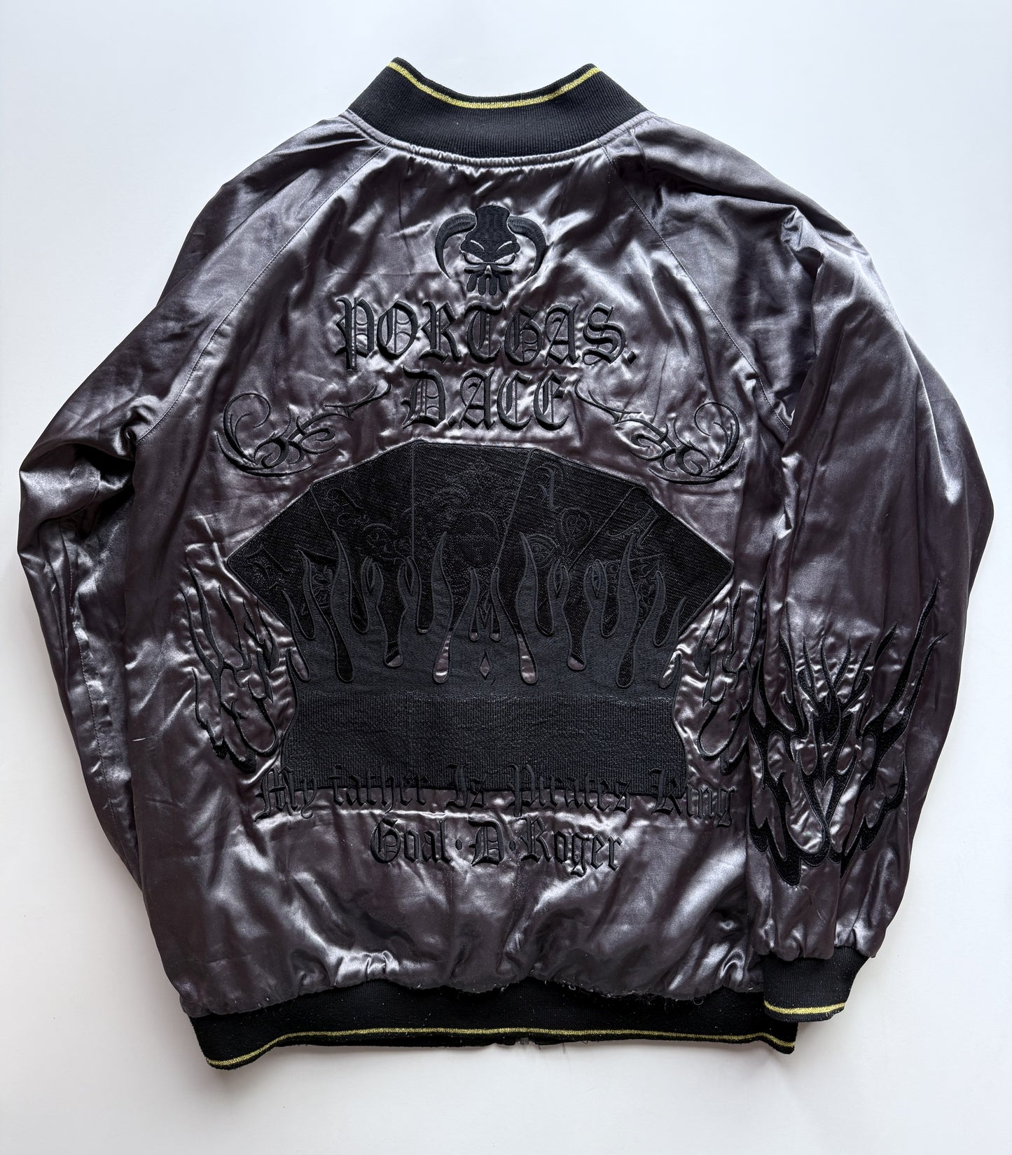One Piece Portgas D. Ace Reversible Sukajan Jacket XL Anime Embroidered Japanese Souvenir Bomber