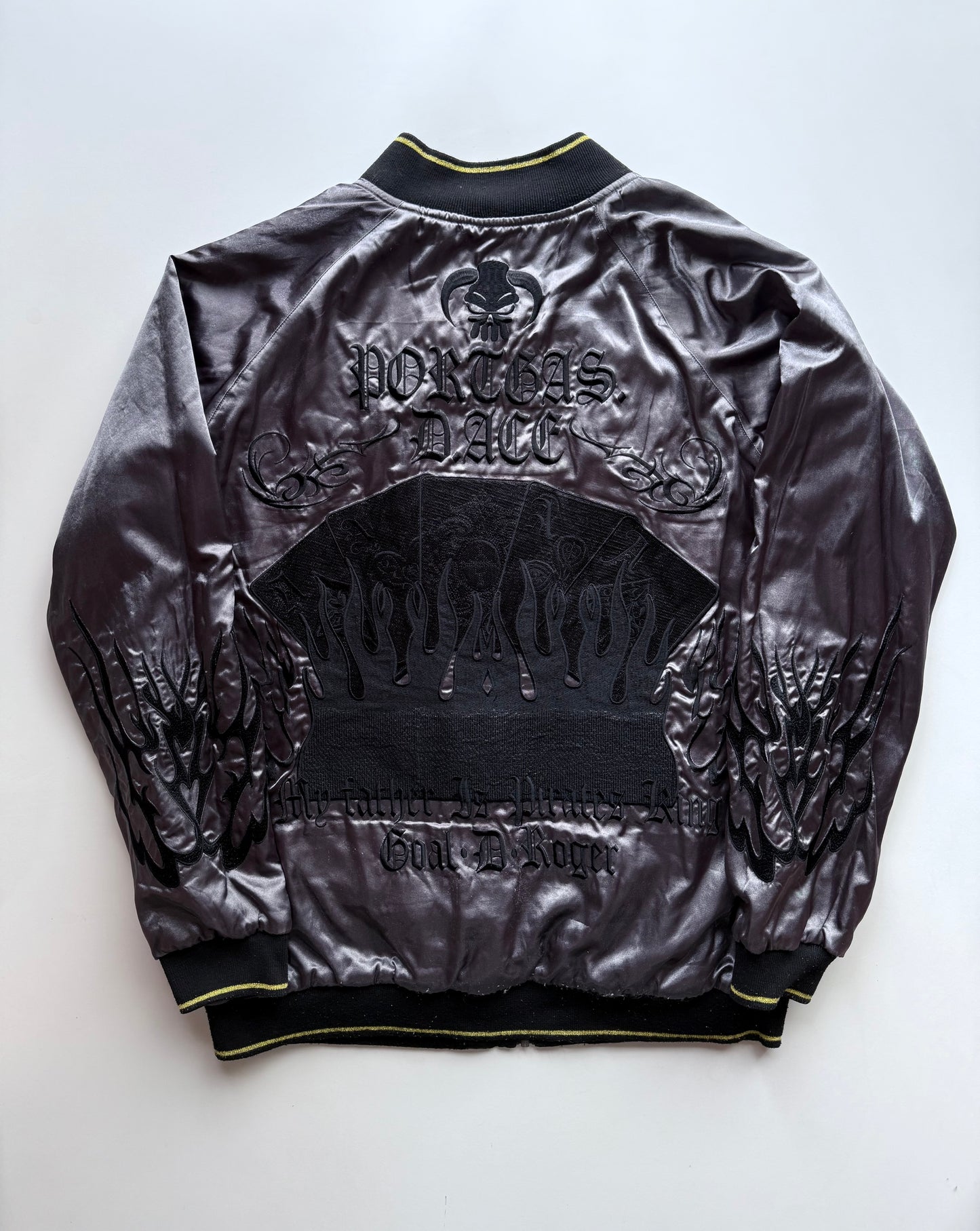 One Piece Portgas D. Ace Reversible Sukajan Jacket XL Anime Embroidered Japanese Souvenir Bomber