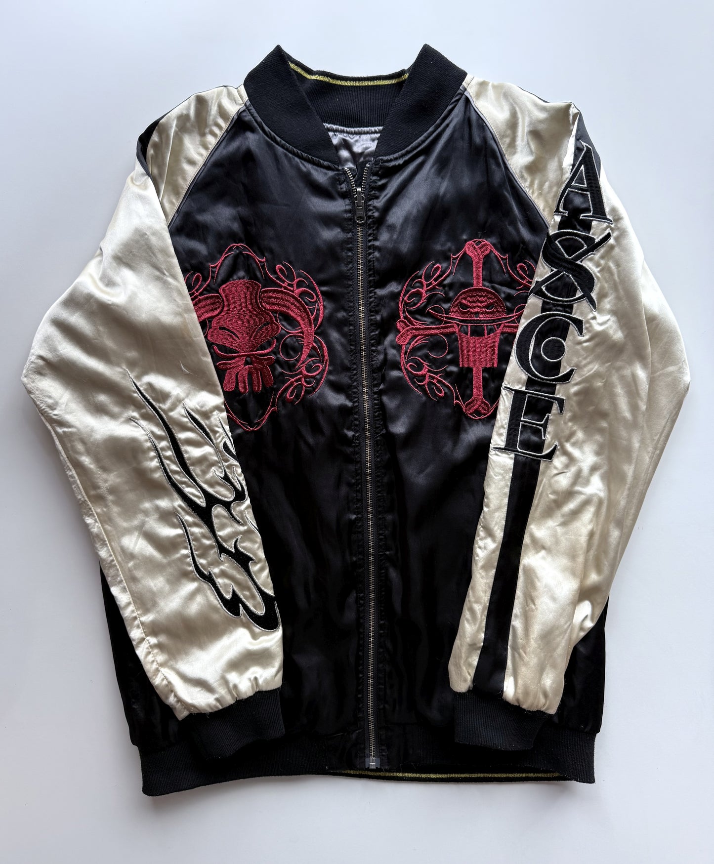 One Piece Portgas D. Ace Reversible Sukajan Jacket XL Anime Embroidered Japanese Souvenir Bomber