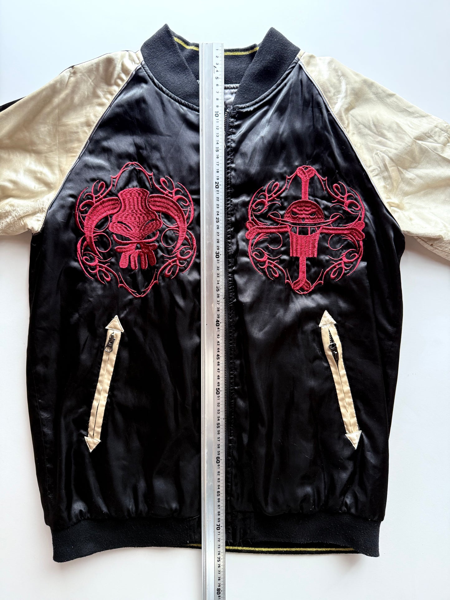 One Piece Portgas D. Ace Reversible Sukajan Jacket XL Anime Embroidered Japanese Souvenir Bomber