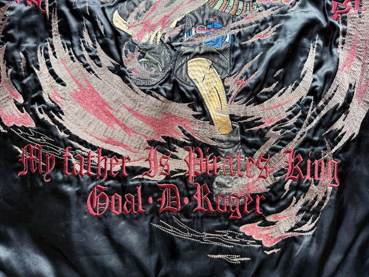 One Piece Portgas D. Ace Reversible Sukajan Jacket XL Anime Embroidered Japanese Souvenir Bomber