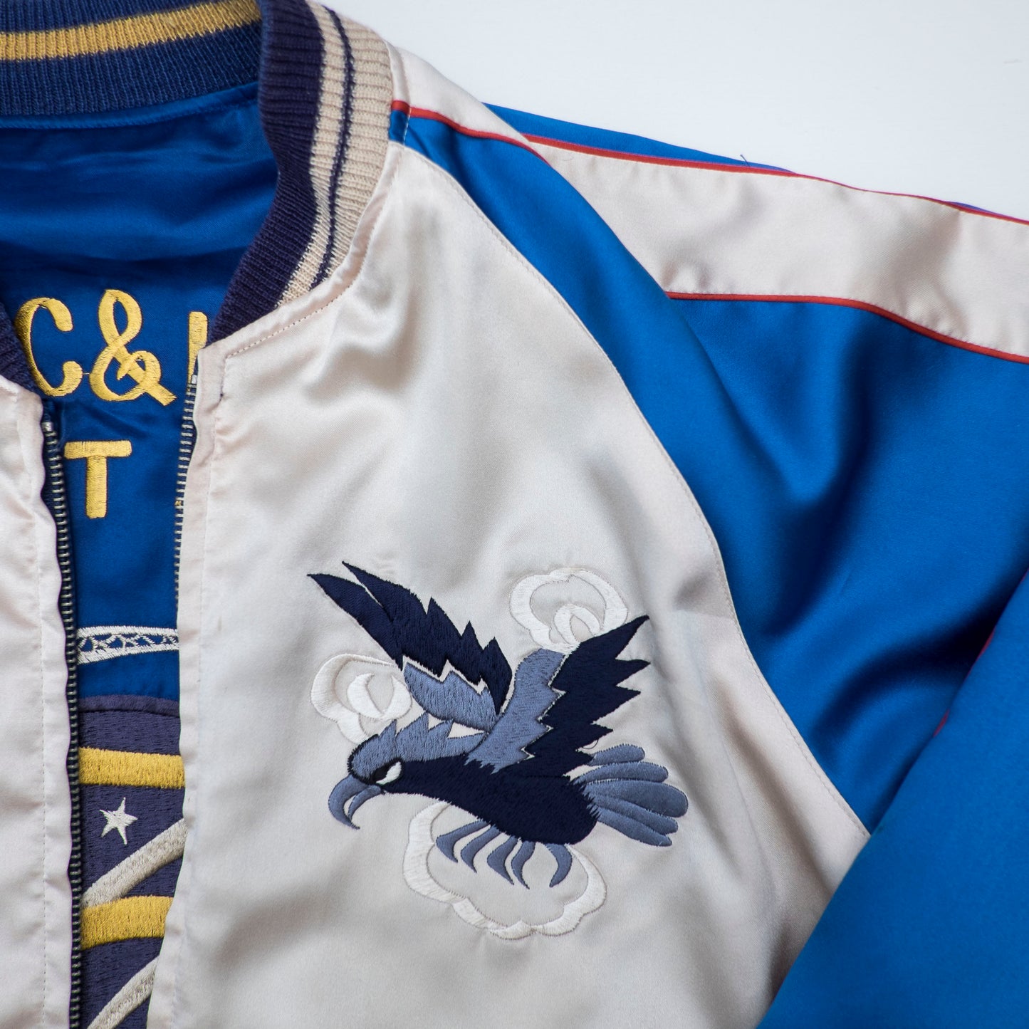 Rare Tailor Toyo M18333 Okushiri-Shima 613th AC&W Black Tiger Reversible Sukajan Souvenir Jacket