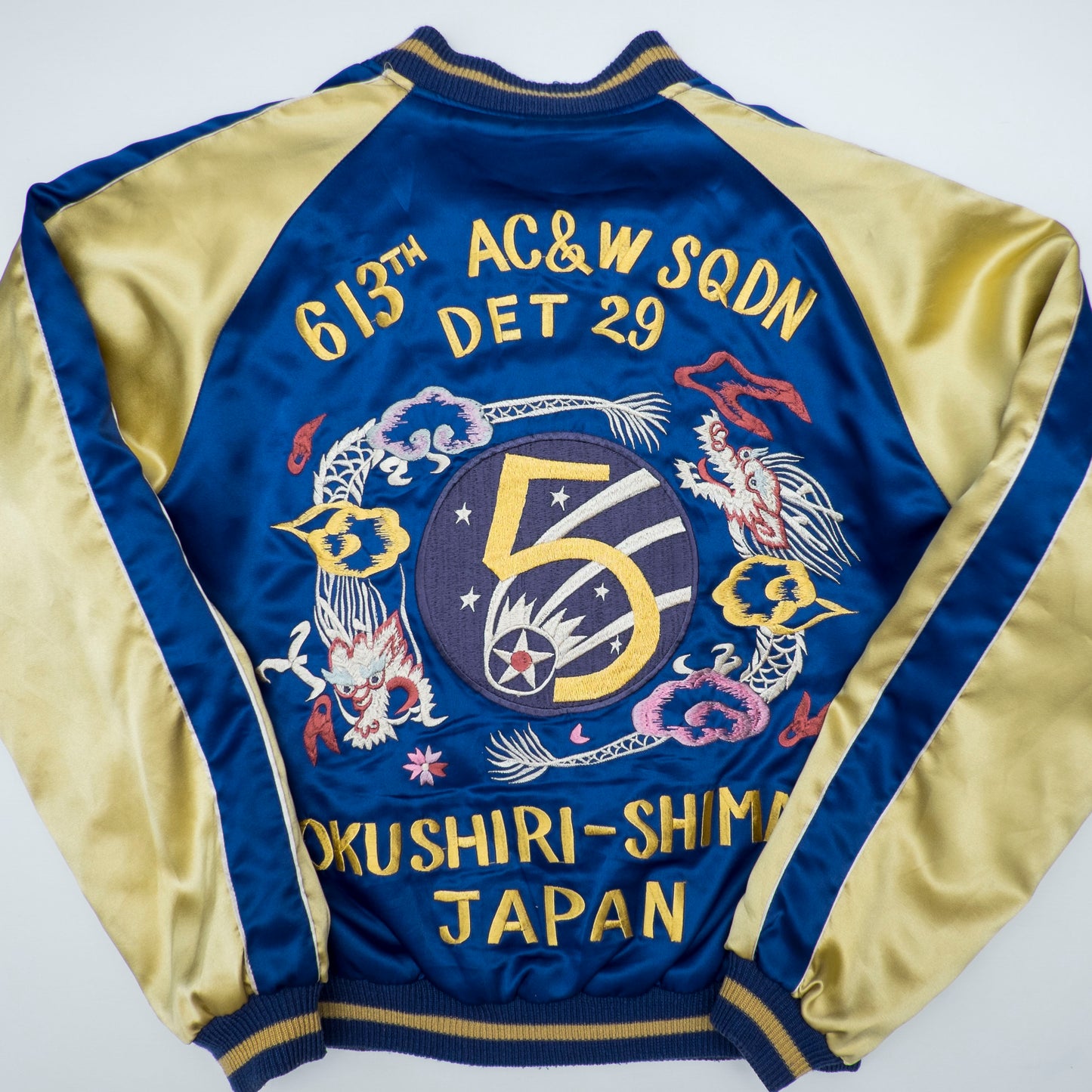 Rare Tailor Toyo M18333 Okushiri-Shima 613th AC&W Black Tiger Reversible Sukajan Souvenir Jacket