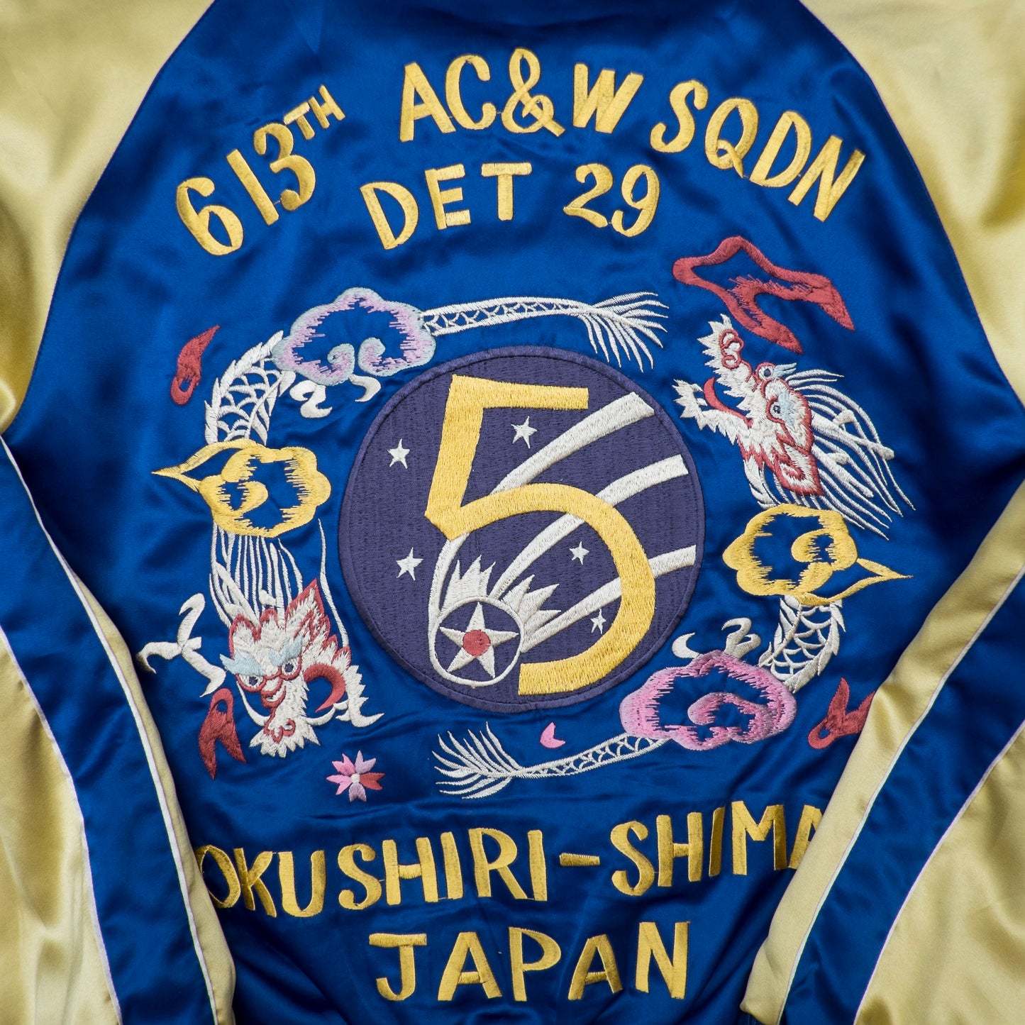 Rare Tailor Toyo M18333 Okushiri-Shima 613th AC&W Black Tiger Reversible Sukajan Souvenir Jacket