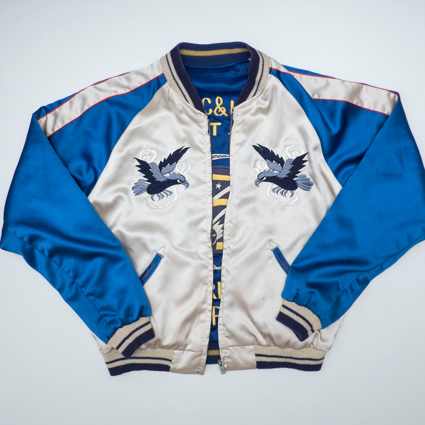 Rare Tailor Toyo M18333 Okushiri-Shima 613th AC&W Black Tiger Reversible Sukajan Souvenir Jacket