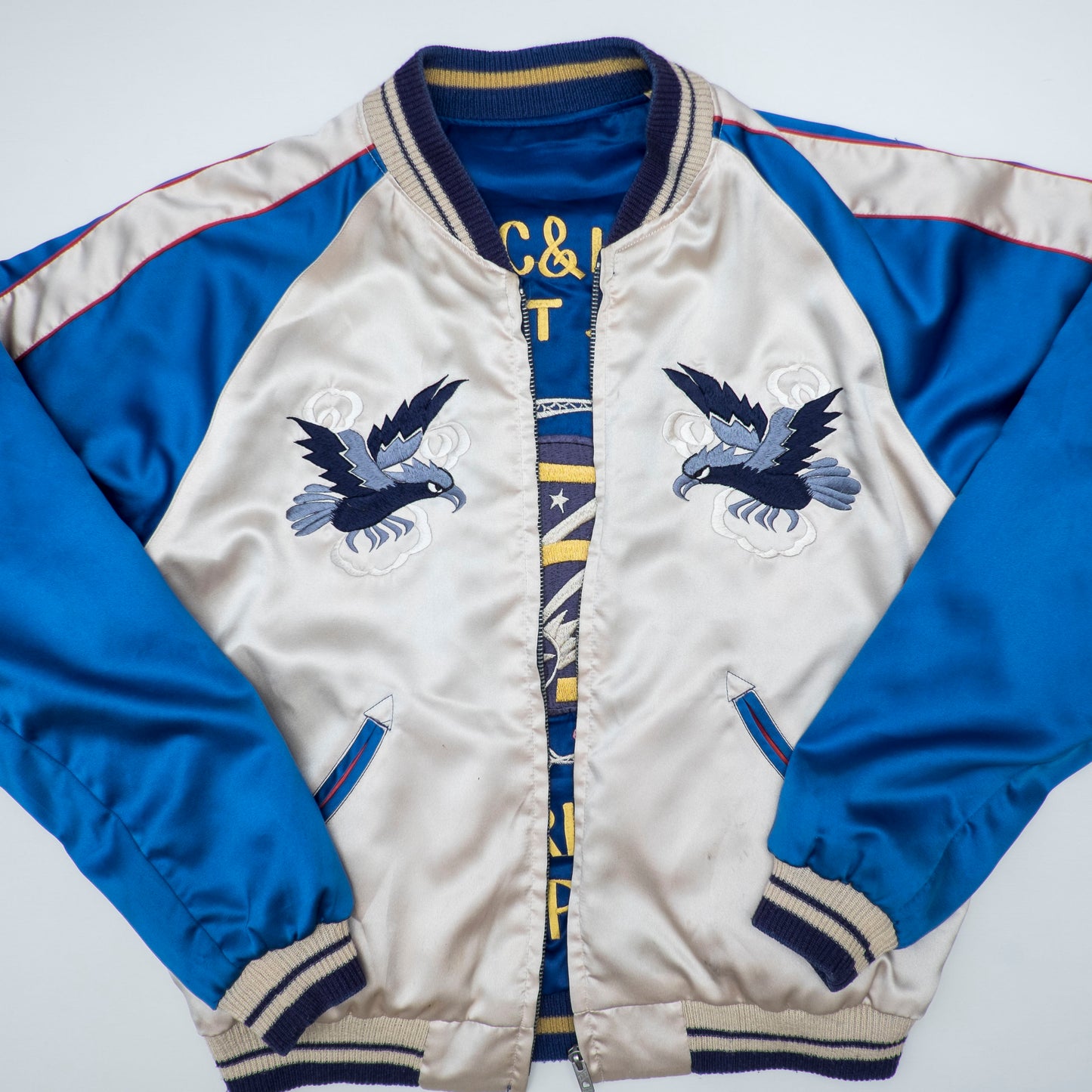 Rare Tailor Toyo M18333 Okushiri-Shima 613th AC&W Black Tiger Reversible Sukajan Souvenir Jacket
