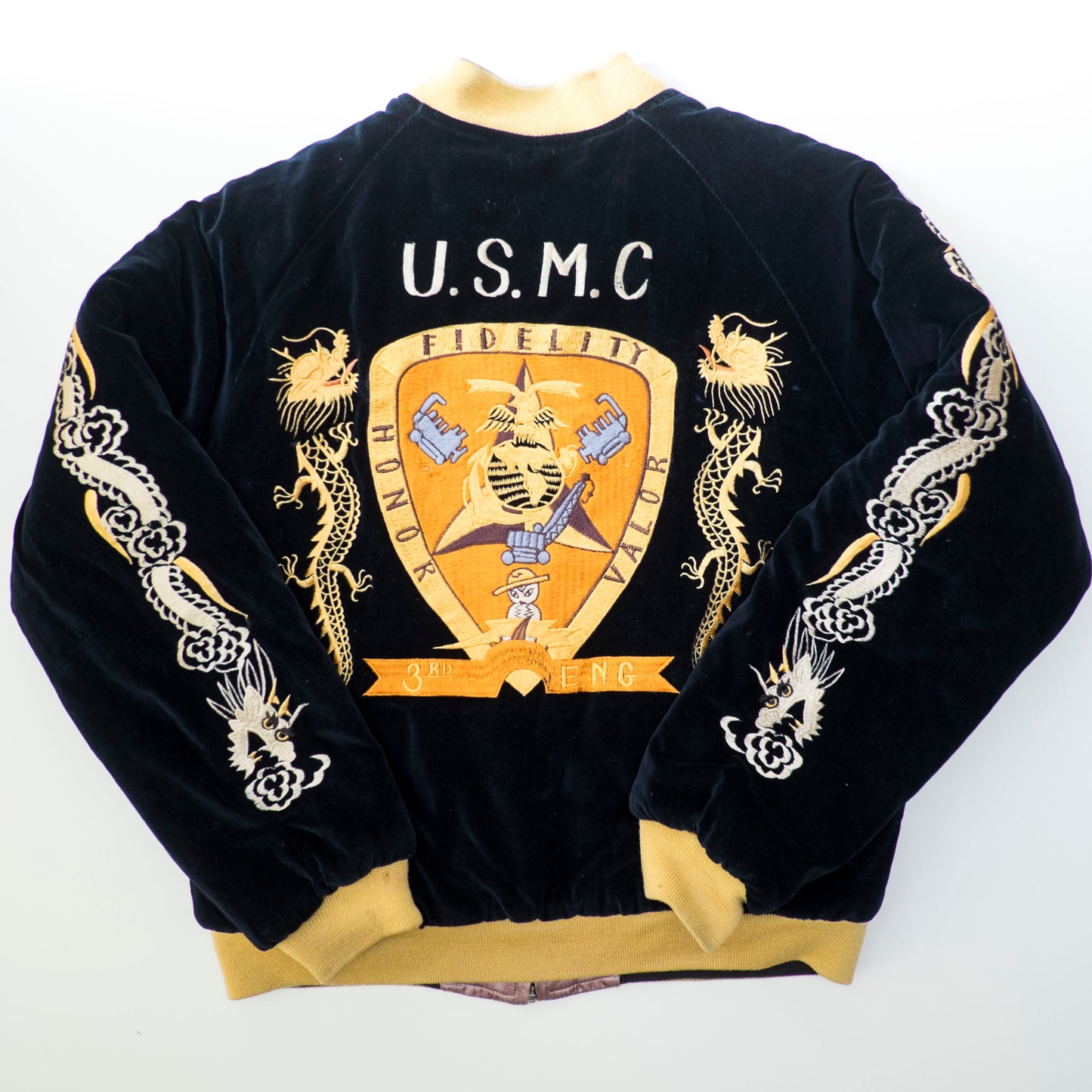 Vintage Tailor Toyo USMC 3rd Marine Division Camp Courtney Reversible Velveteen Sukajan Jacket