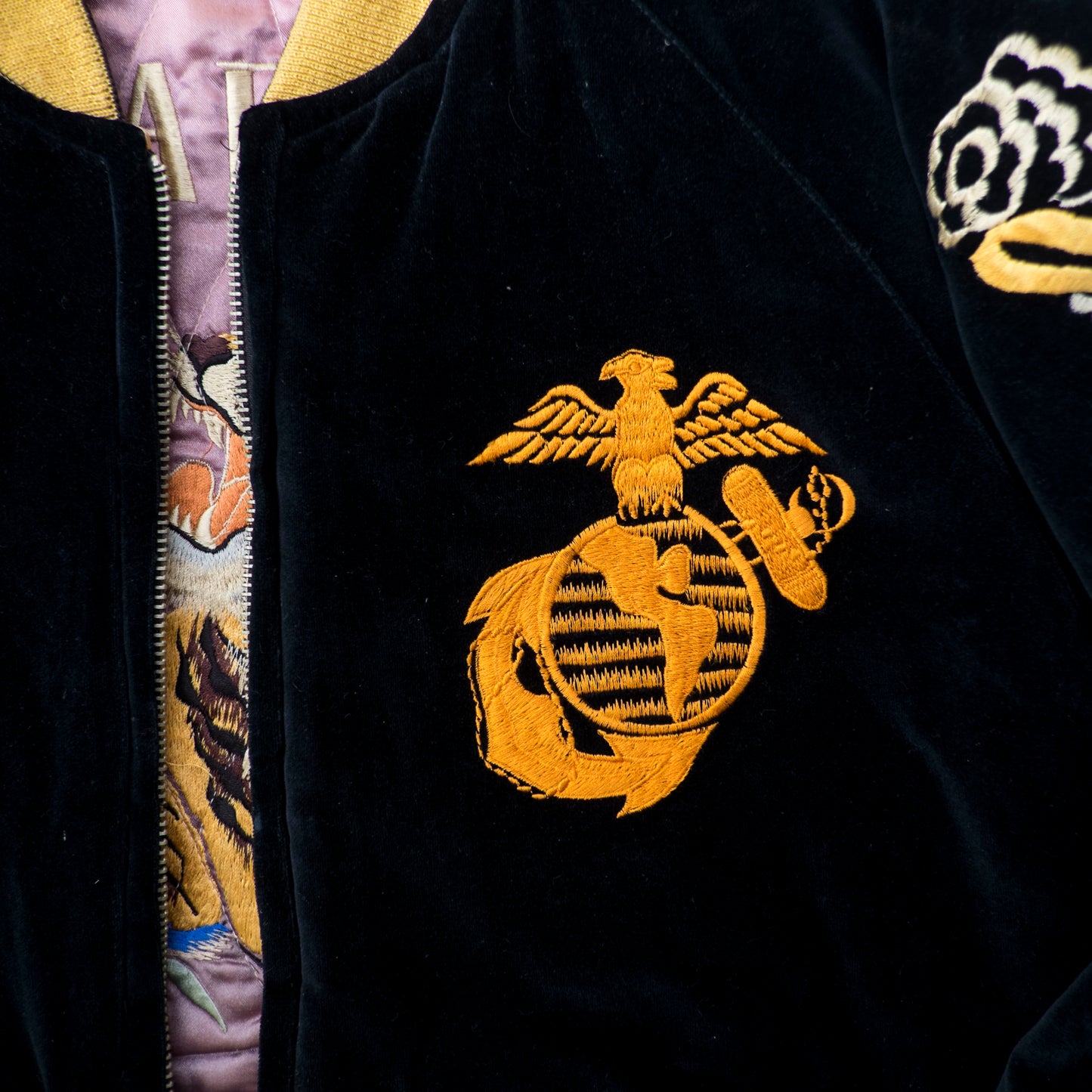 Vintage Tailor Toyo USMC 3rd Marine Division Camp Courtney Reversible Velveteen Sukajan Jacket