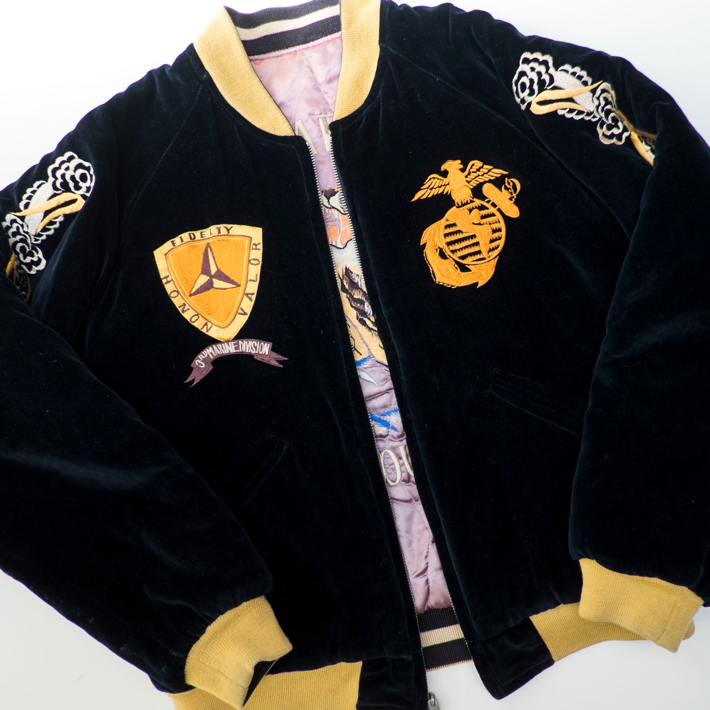 Vintage Tailor Toyo USMC 3rd Marine Division Camp Courtney Reversible Velveteen Sukajan Jacket