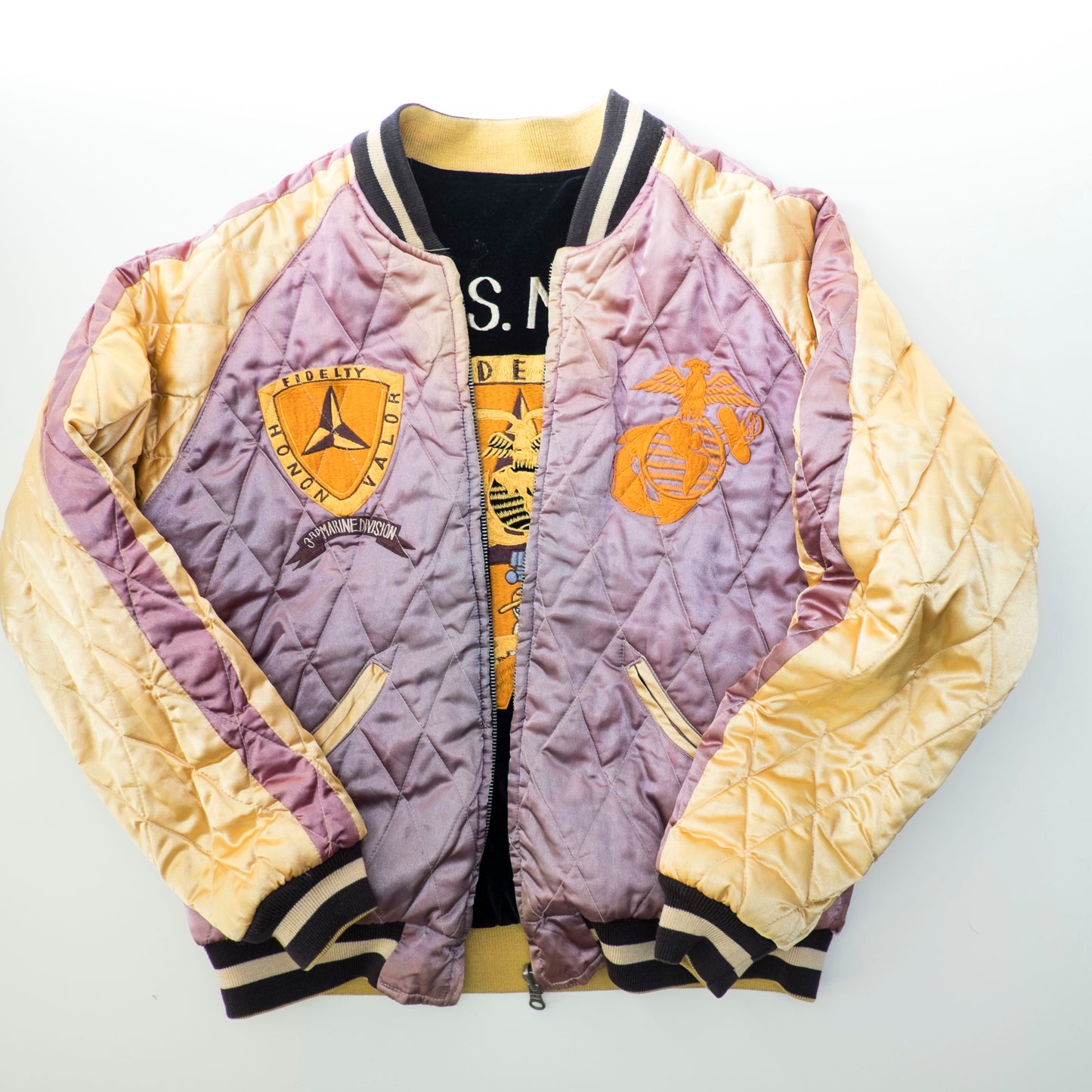 Vintage Tailor Toyo USMC 3rd Marine Division Camp Courtney Reversible Velveteen Sukajan Jacket