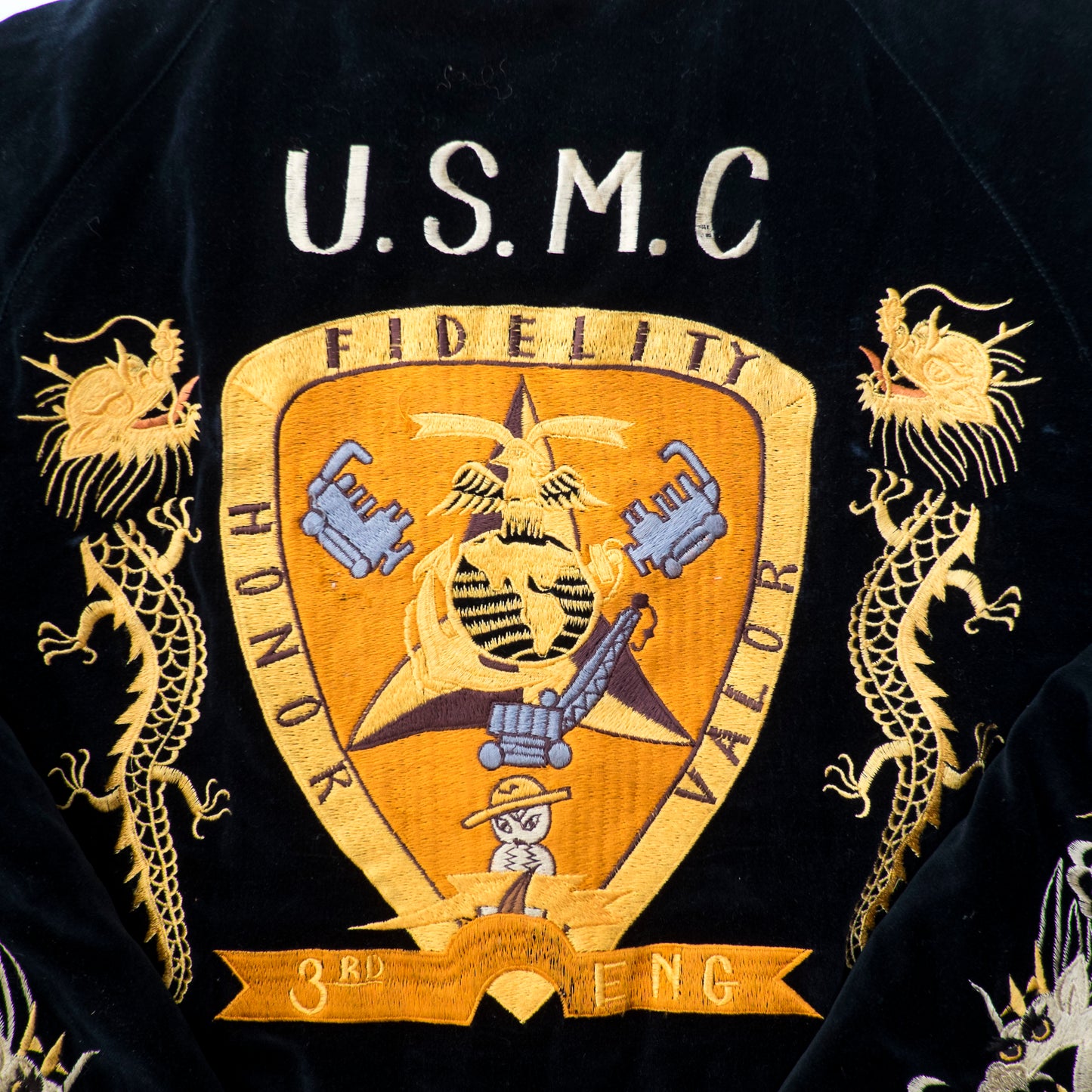 Vintage Tailor Toyo USMC 3rd Marine Division Camp Courtney Reversible Velveteen Sukajan Jacket