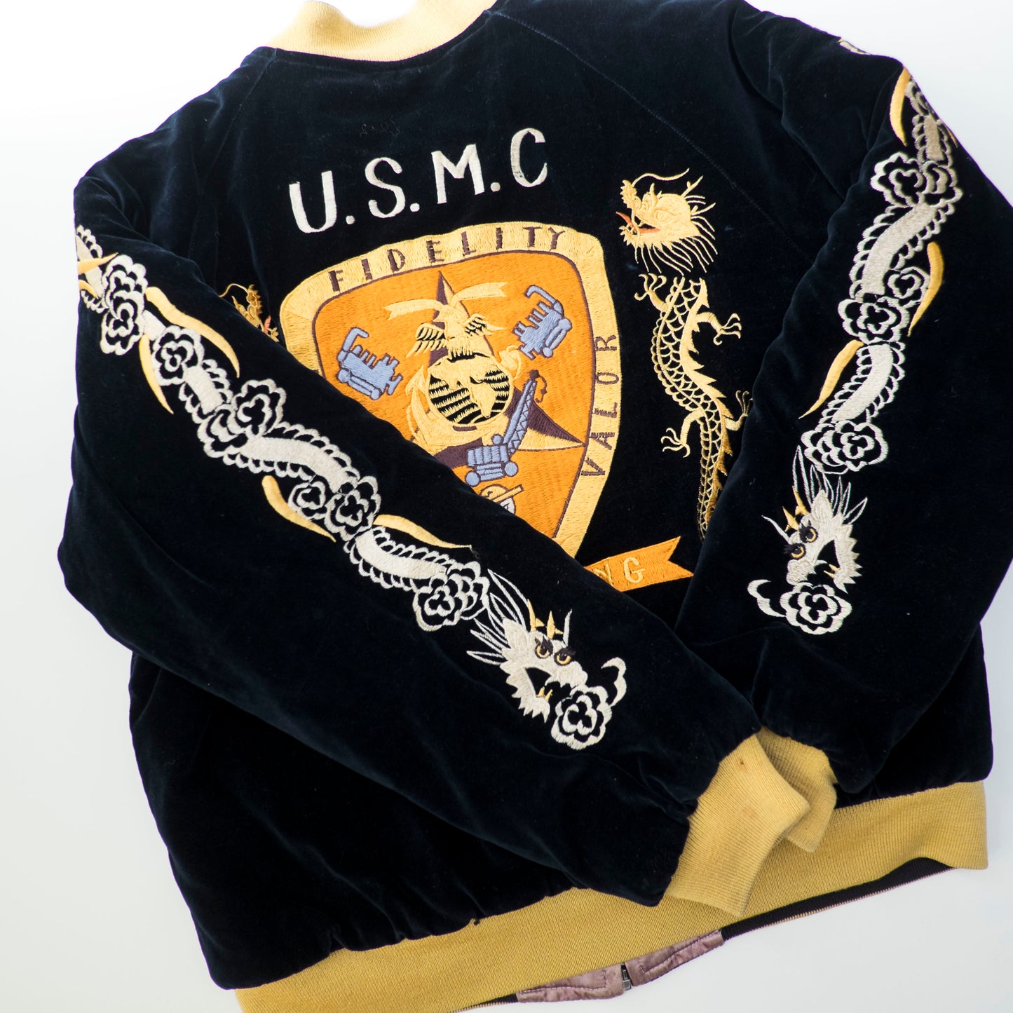 Vintage Tailor Toyo USMC 3rd Marine Division Camp Courtney Reversible Velveteen Sukajan Jacket
