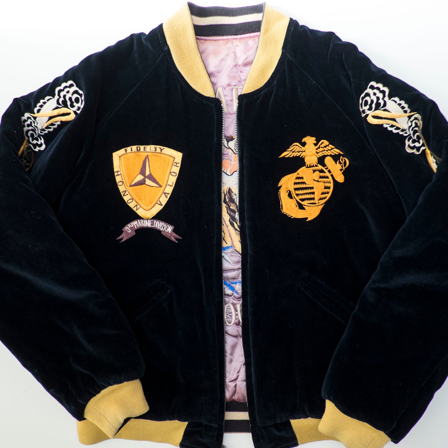Vintage Tailor Toyo USMC 3rd Marine Division Camp Courtney Reversible Velveteen Sukajan Jacket