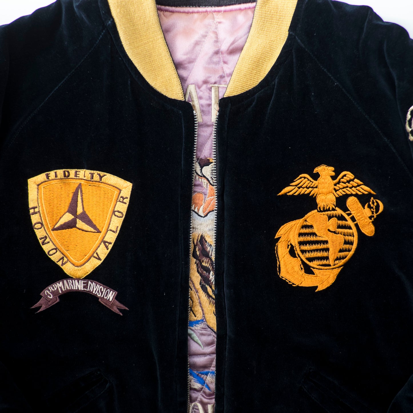 Vintage Tailor Toyo USMC 3rd Marine Division Camp Courtney Reversible Velveteen Sukajan Jacket