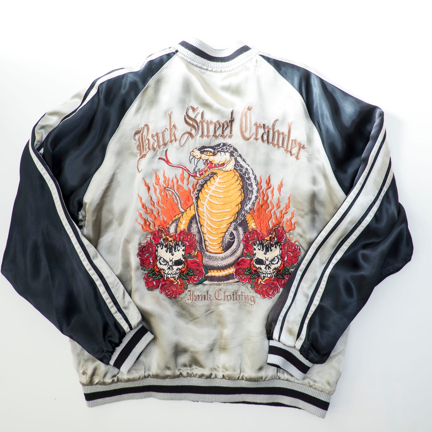 Vintage Back Street Crawler Reversible Sukajan Jacket Cobra Skull Eagle Roses Gothic Punk Japanese Souvenir Bomber