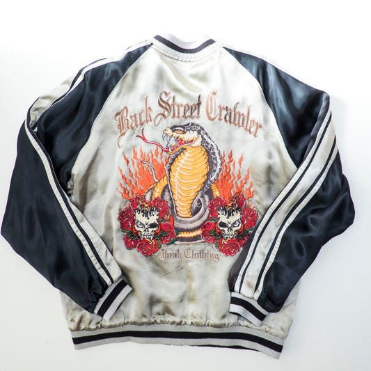 Vintage Back Street Crawler Reversible Sukajan Jacket Cobra Skull Eagle Roses Gothic Punk Japanese Souvenir Bomber