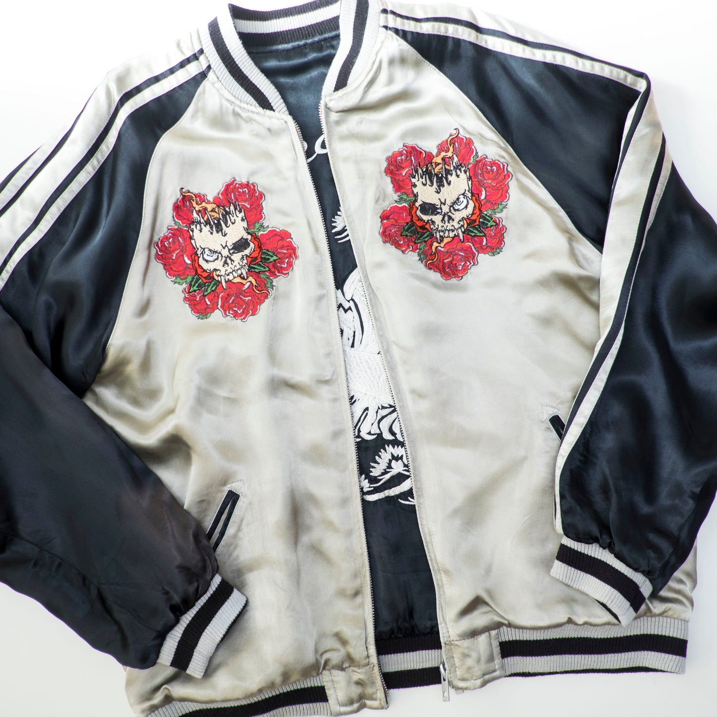 Vintage Back Street Crawler Reversible Sukajan Jacket Cobra Skull Eagle Roses Gothic Punk Japanese Souvenir Bomber