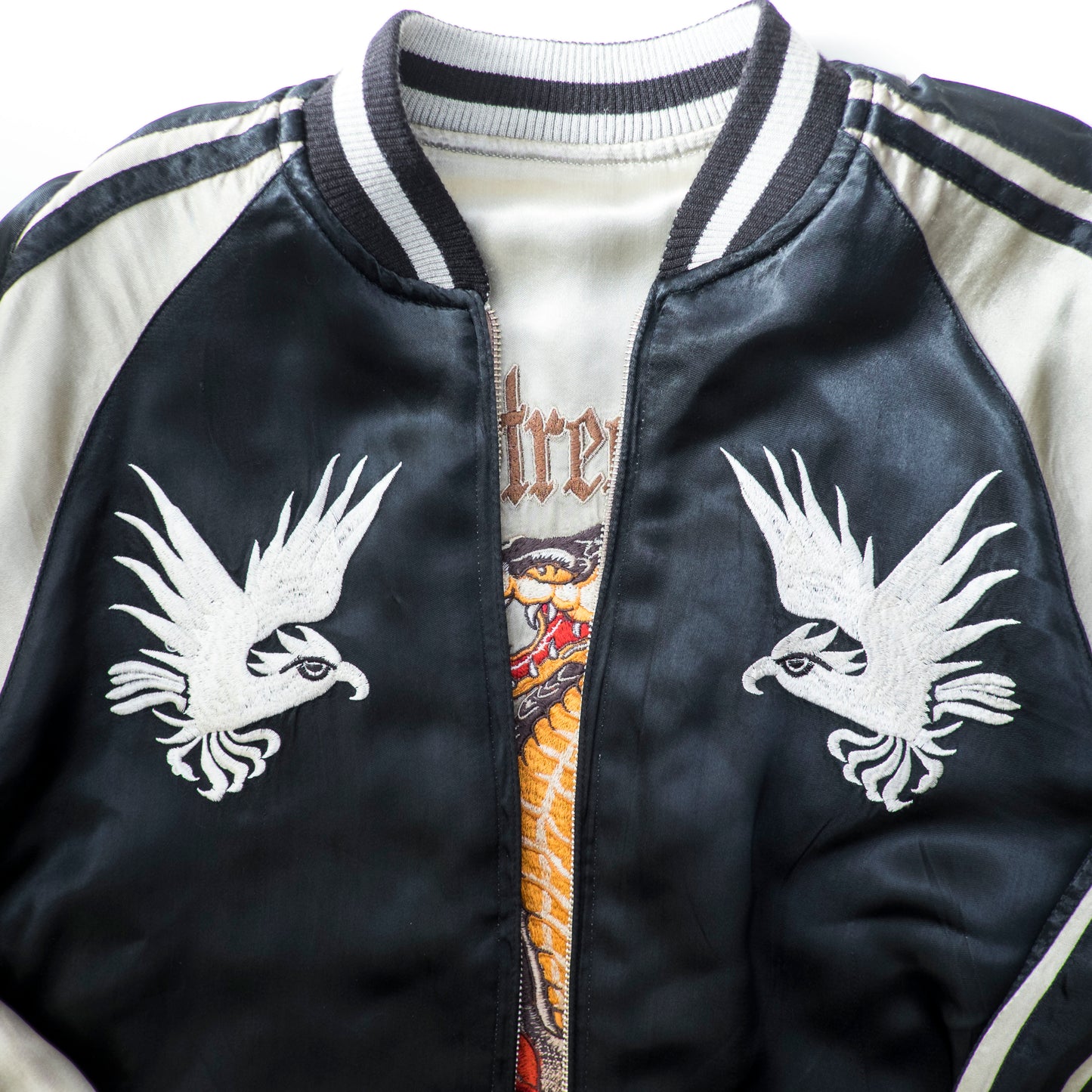 Vintage Back Street Crawler Reversible Sukajan Jacket Cobra Skull Eagle Roses Gothic Punk Japanese Souvenir Bomber